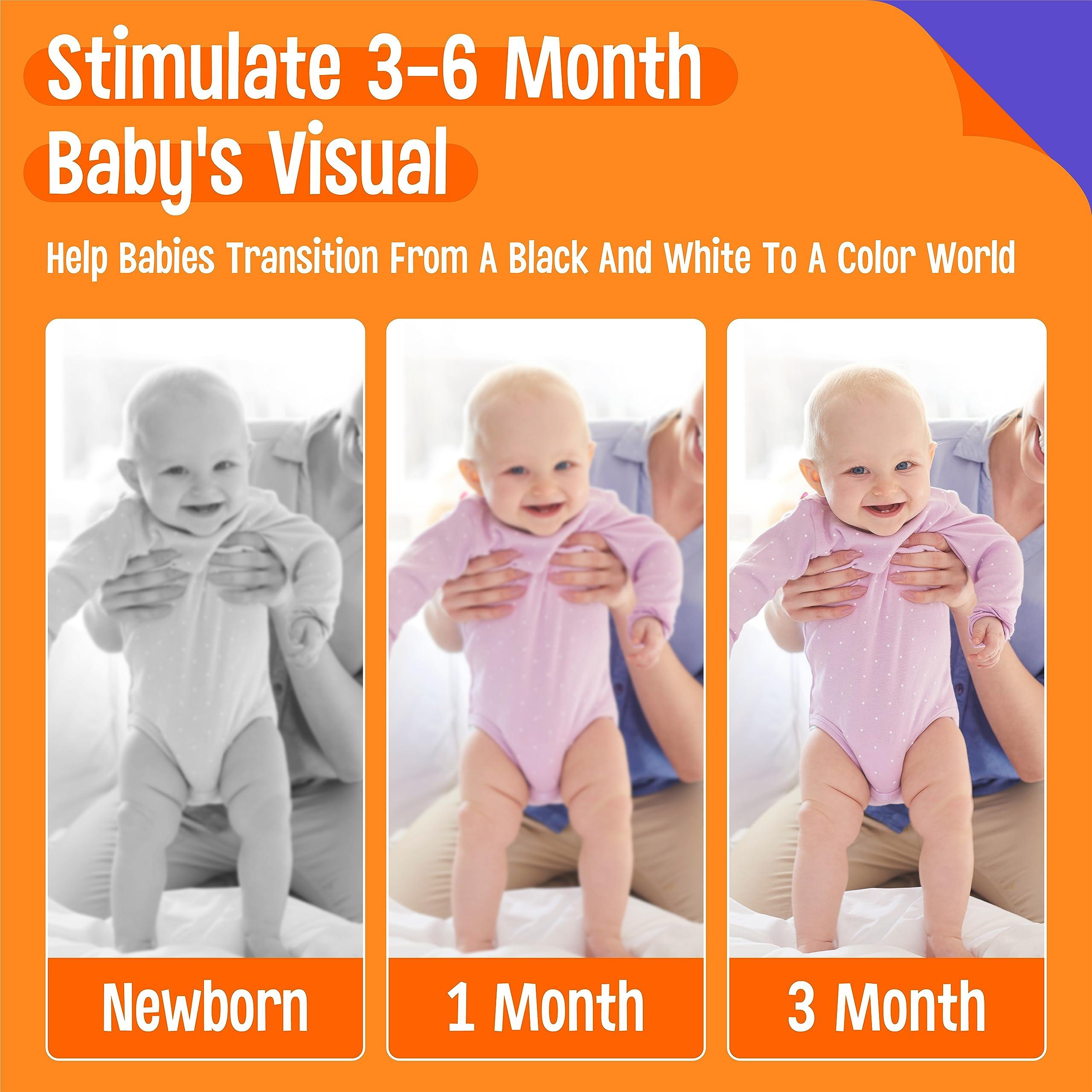 Activity-board 50 Seiten mit bunten Karten zur visuellen Stimulation von Babys, 25 Stück kontrastreiche, farbcodierte Karten