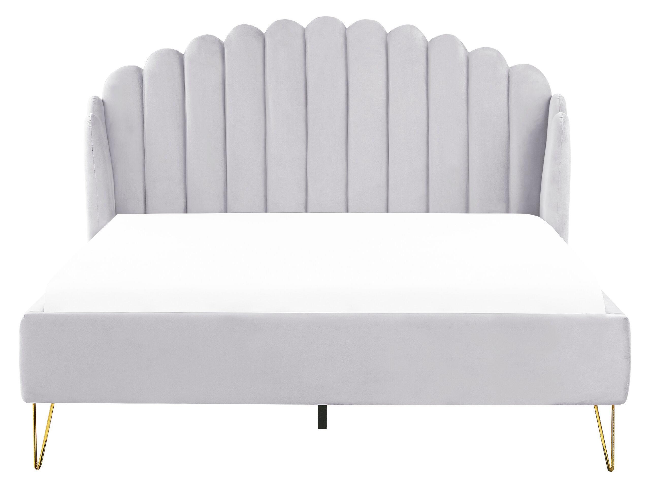 Beliani Bett mit Lattenrost aus Samtstoff Retro AMBILLOU