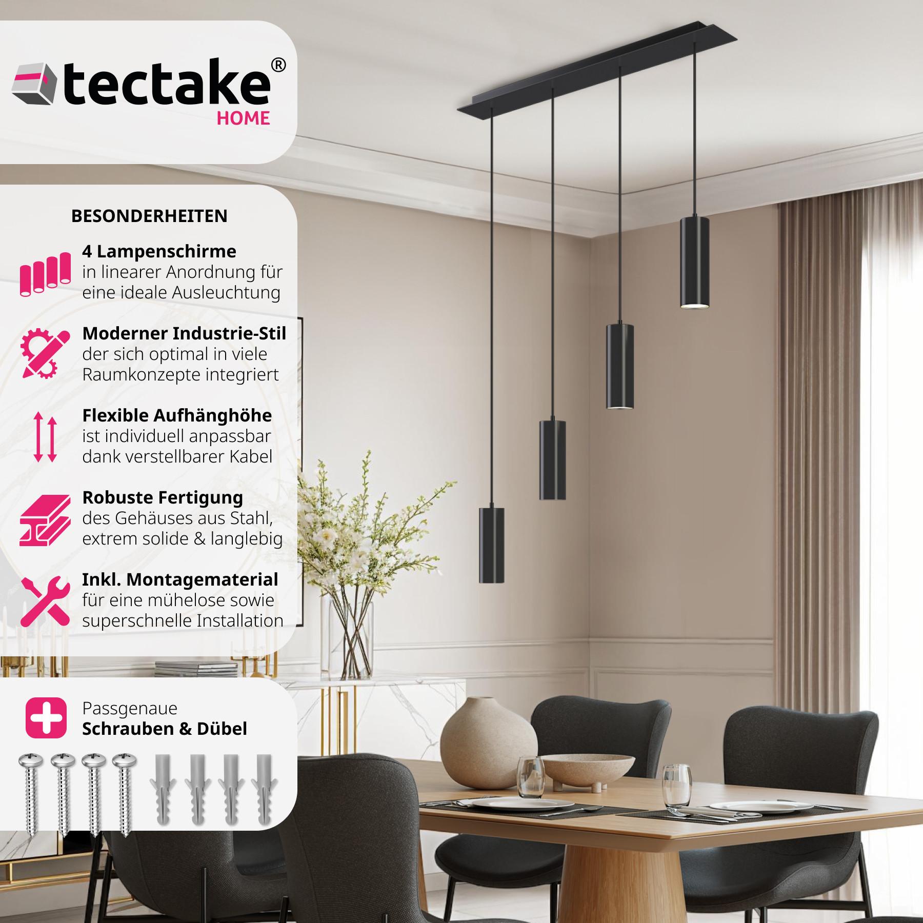 Tectake Pendelleuchte Lumea, 4-flammig, längenverstellbare Kabel