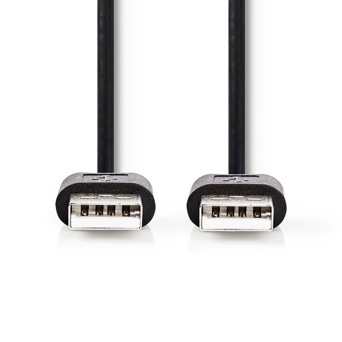 Nedis USB-Kabel | USB 2.0 | USB-A Stecker | USB-A Stecker | 480 Mbps | Vernickelt | 2,00 m | Rund | PVC | Schwarz | Etikett