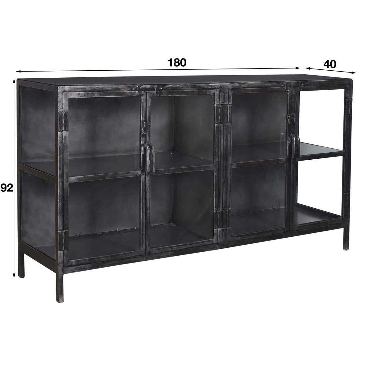mutoni Sideboard Rift Metall 4 Türen Gun metal