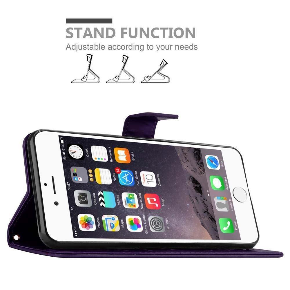 Cadorabo Hülle für Apple iPhone 6 PLUS / 6S PLUS Blumen Design Magnetverschluss