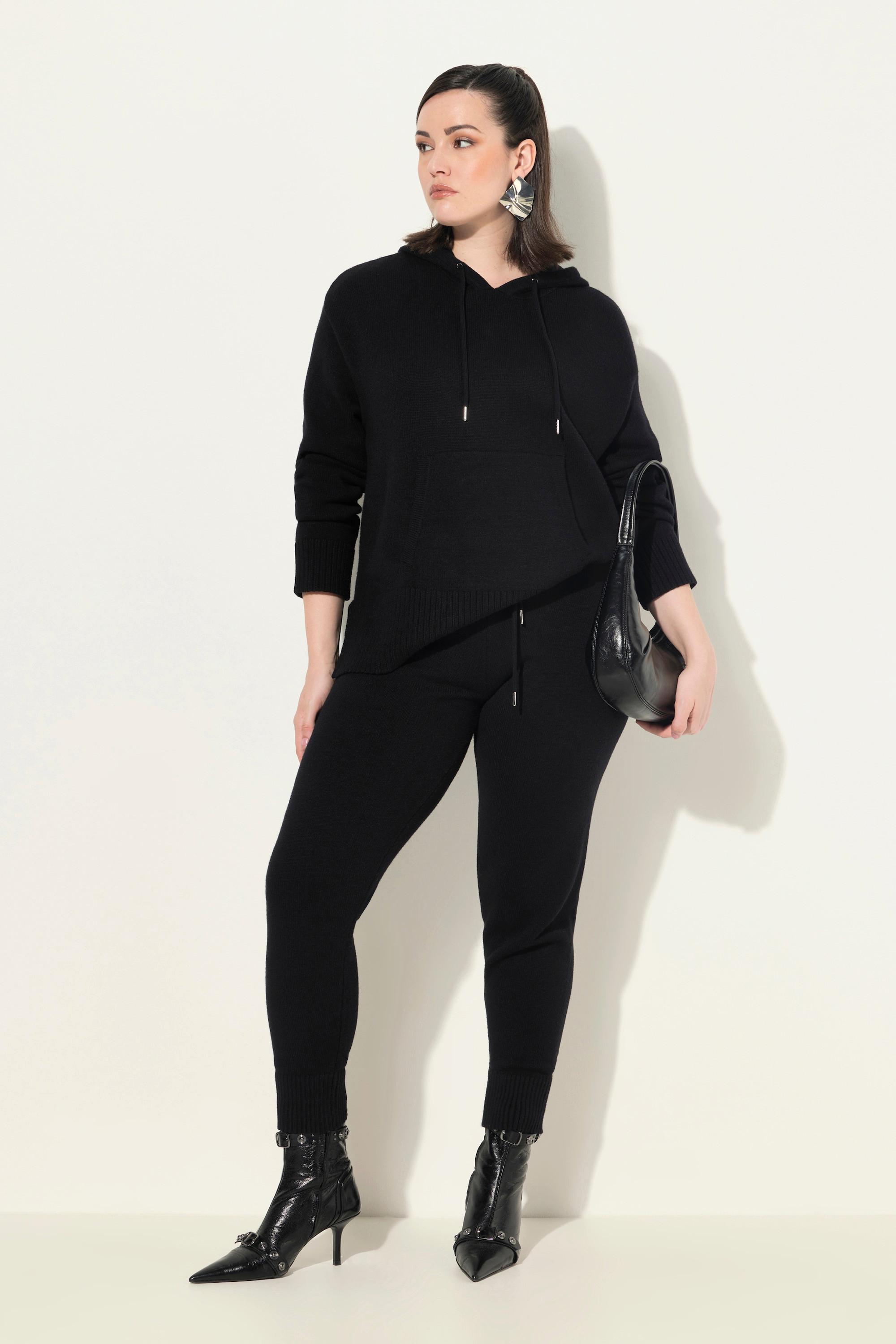 Ulla Popken Strickhose mit breitem Rippbund und Kordel