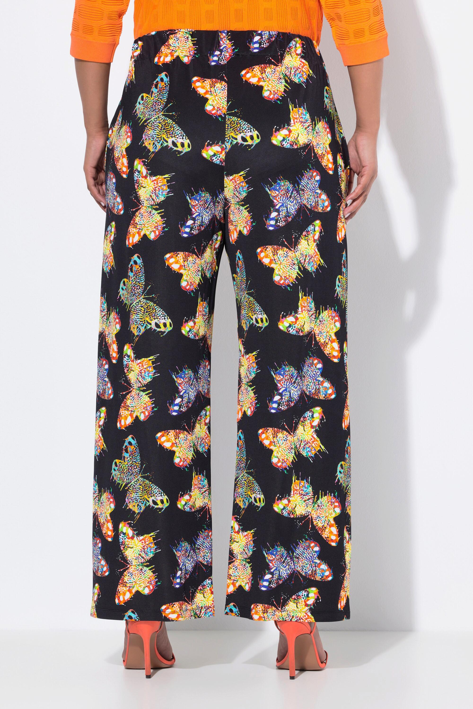 Ulla Popken Slinkyhose, Schmetterlinge, weites Bein, Elastikbund