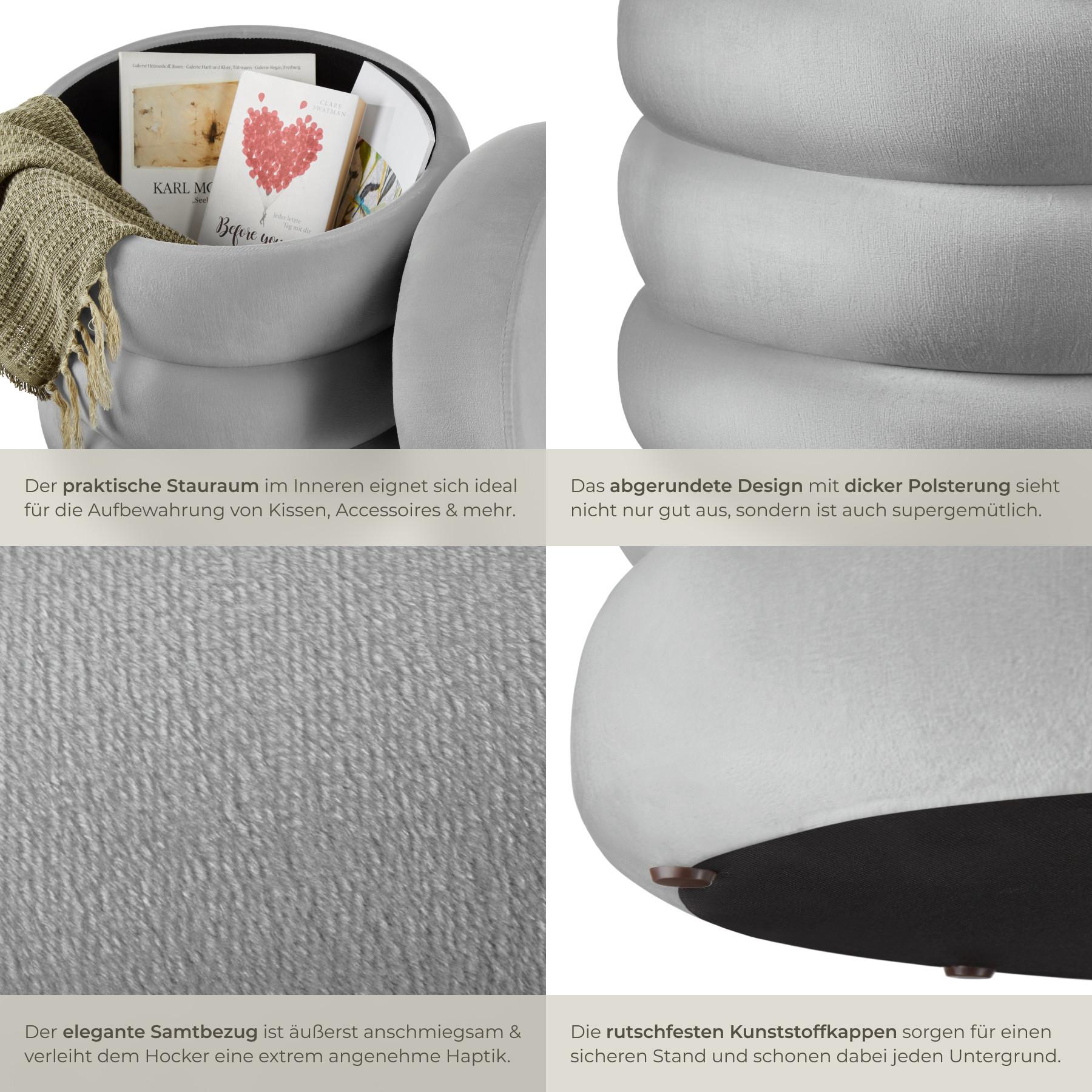 Tectake Sitzhocker Altu, gepolstert, Stauraum