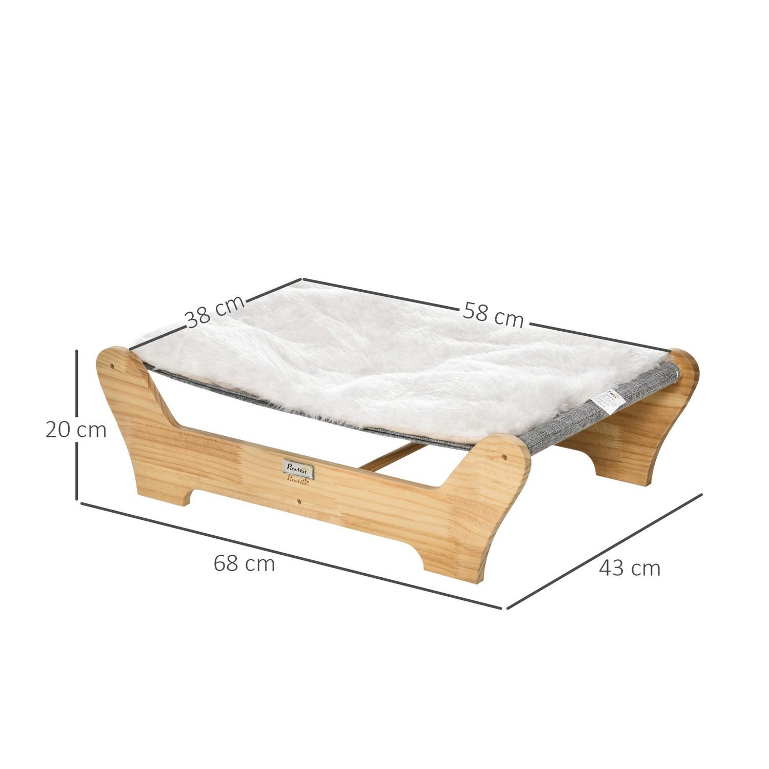 Northio Katzenbett Hängematte Mit Gestell Für Katzen, Erhöhtes Katzennest Mit Weichem Kissen, Kiefernholz, 68X43X20Cm