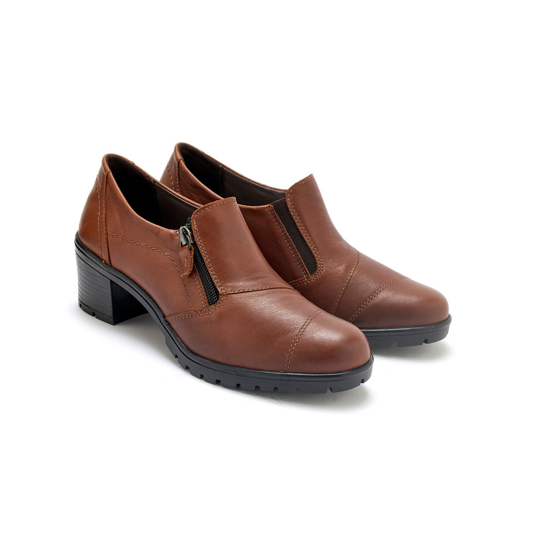 Pédiconfort damen mokassins mit kleinem absatz und reißverschluss