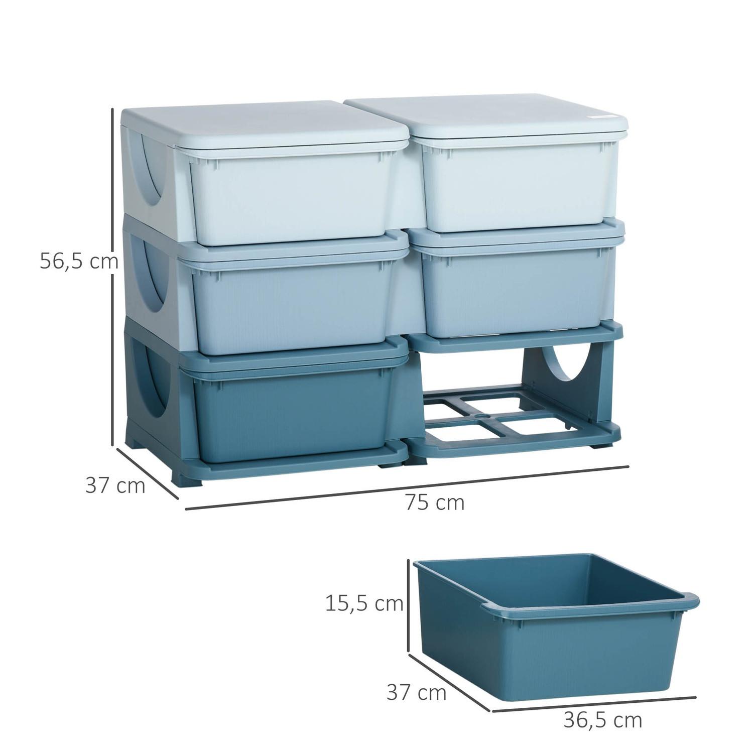 Northio Aufbewahrungsboxen Mit Deckel Schubladenschrank Für Kinder Spielzeugkiste Spielzeug-Organizer Kindermöbel Für 3-6 Jahre Kinder Blau