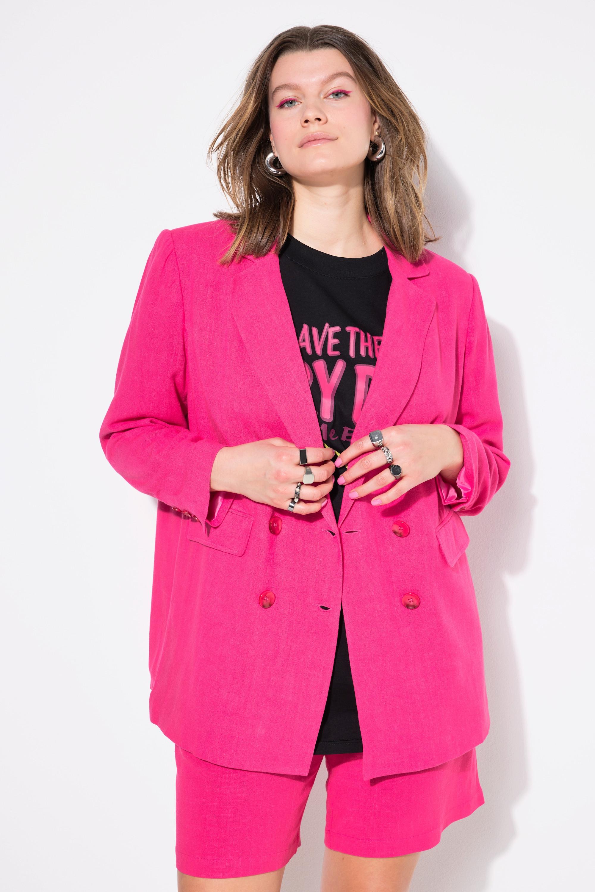 Studio Untold Leinenmix-Blazer, Loose Fit, Doppelreiher