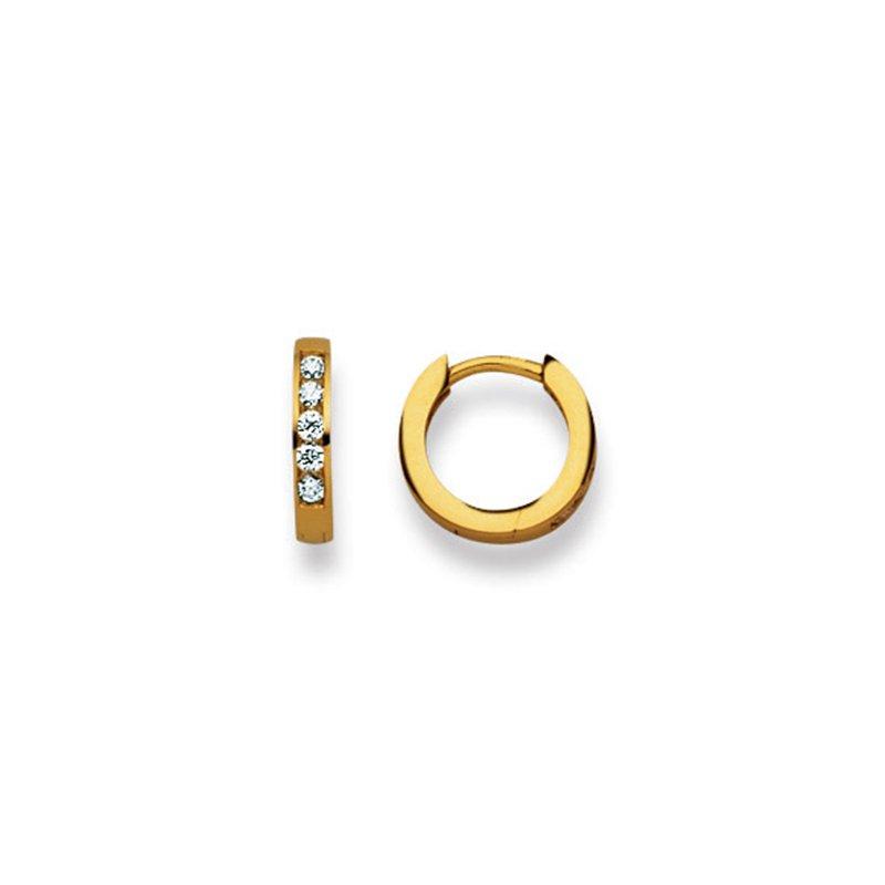 MUAU Schmuck Scharnier-Creolen Gelbgold 750 Zirkonia 12mm