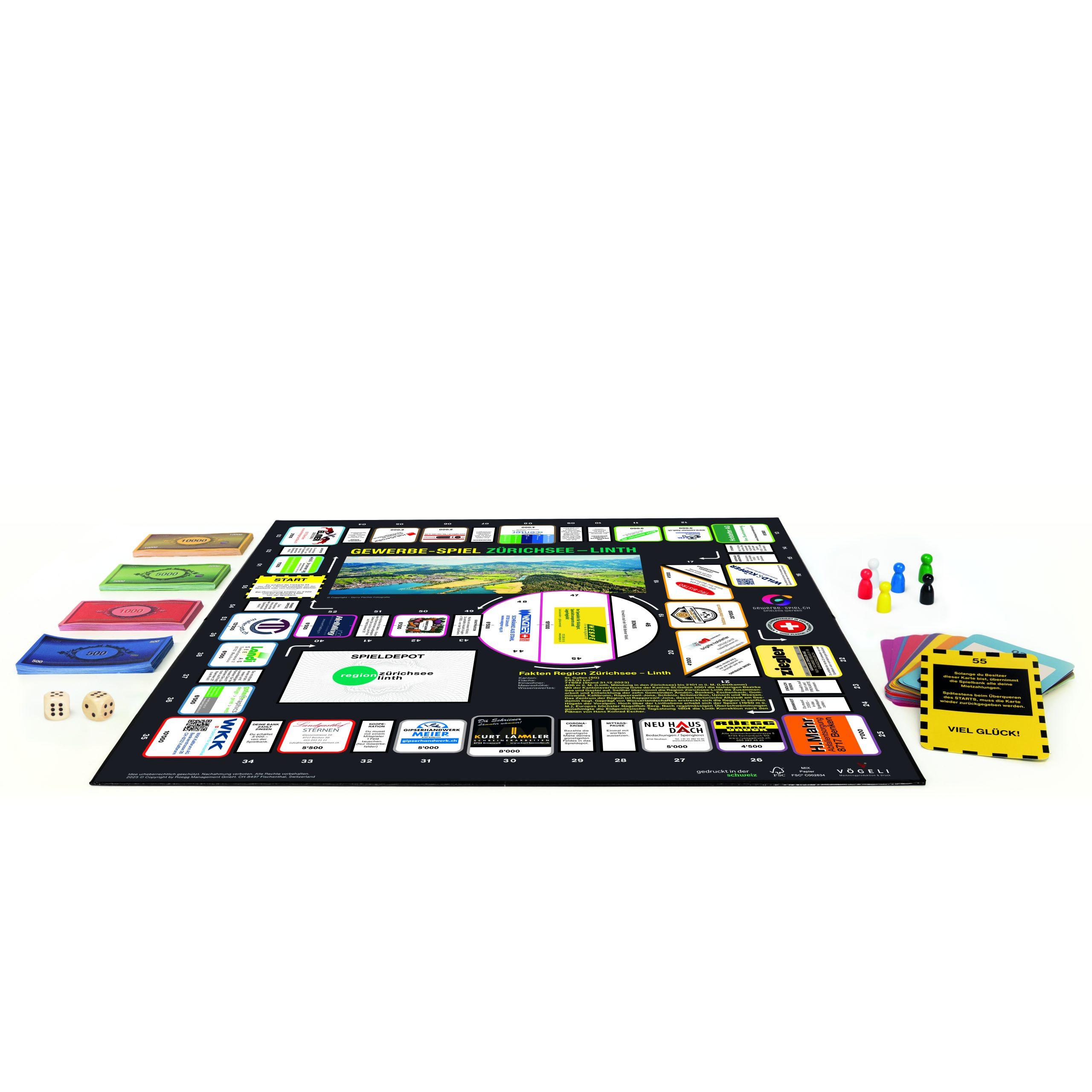 GEWERBE-SPIEL Brettspiel ZÜRICHSEE-LINTH (Deutsch)