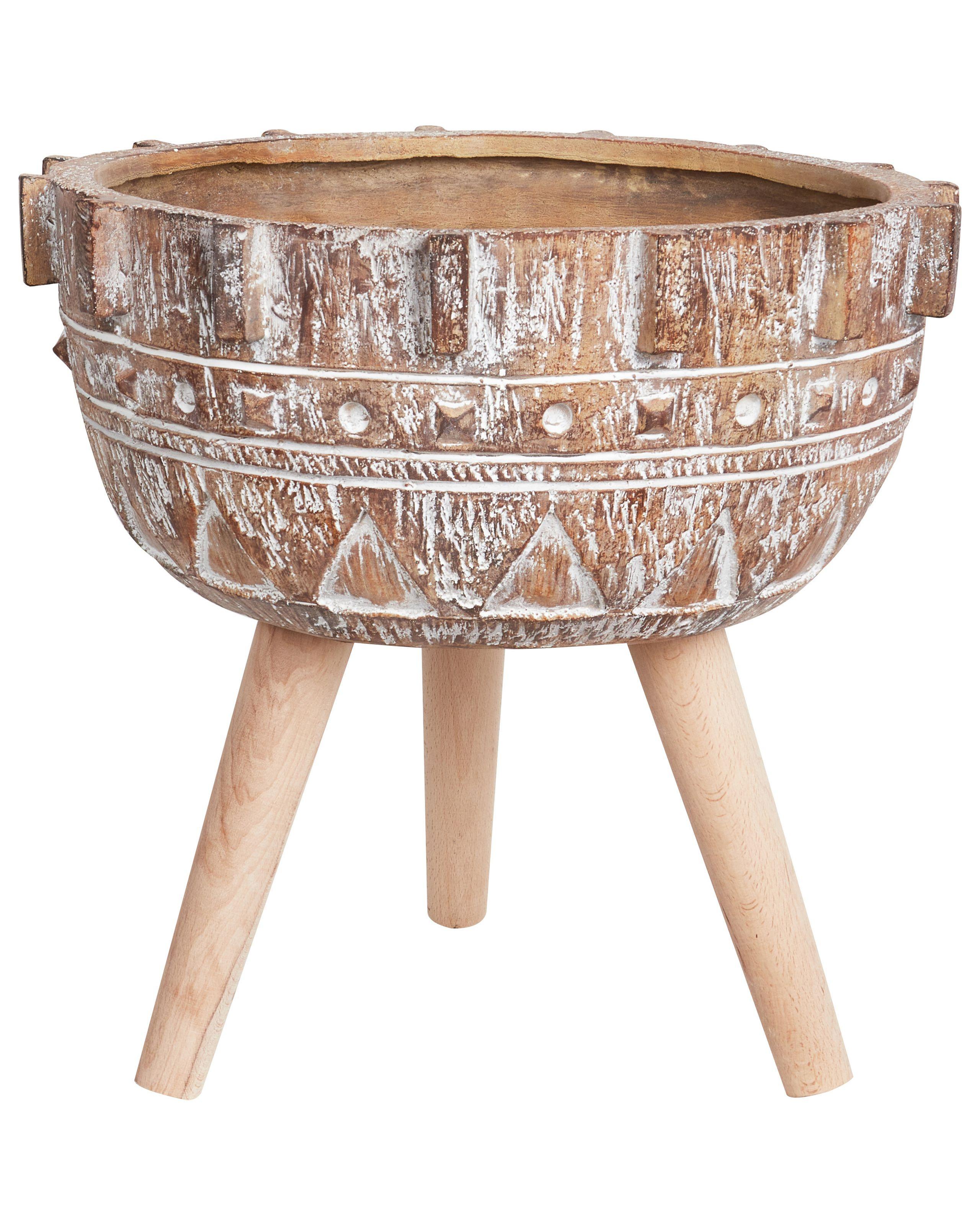 Beliani Blumentopf mit Beinen aus Lehm-Faser-Mischung Boho ASPLENIUM