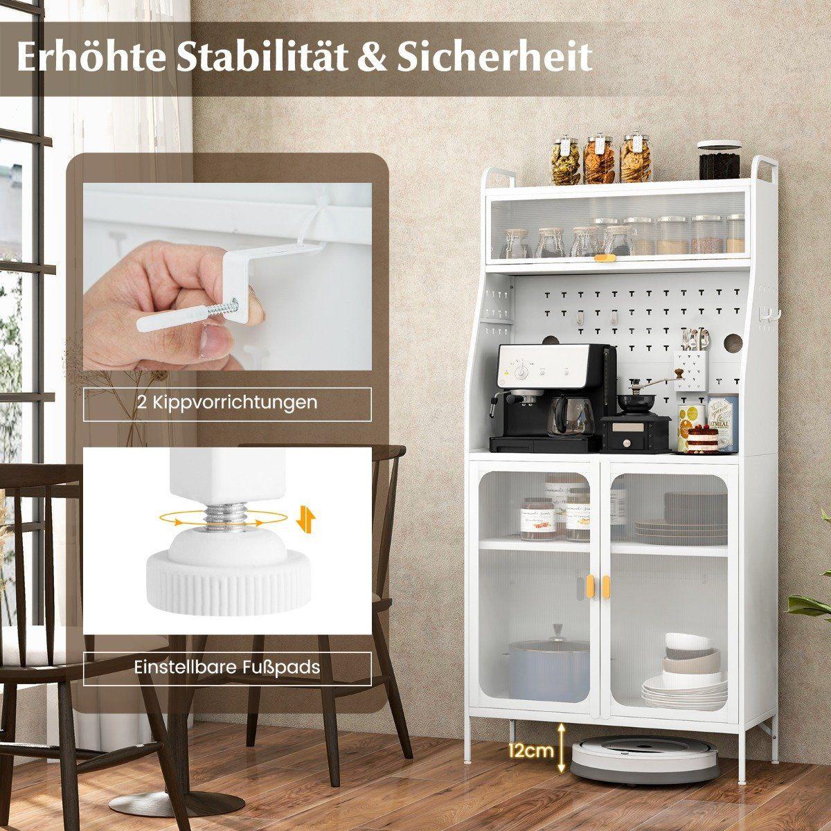 Northix Küchenschrank Küchenbuffet mit Steckbrett & verstellbarem Regal 76 x 36 x 161 cm Weiß