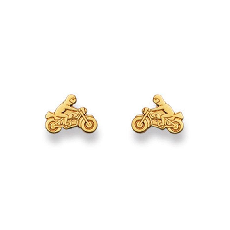 MUAU Schmuck Ohrstecker Motorrad Gelbgold 750, 7x9mm