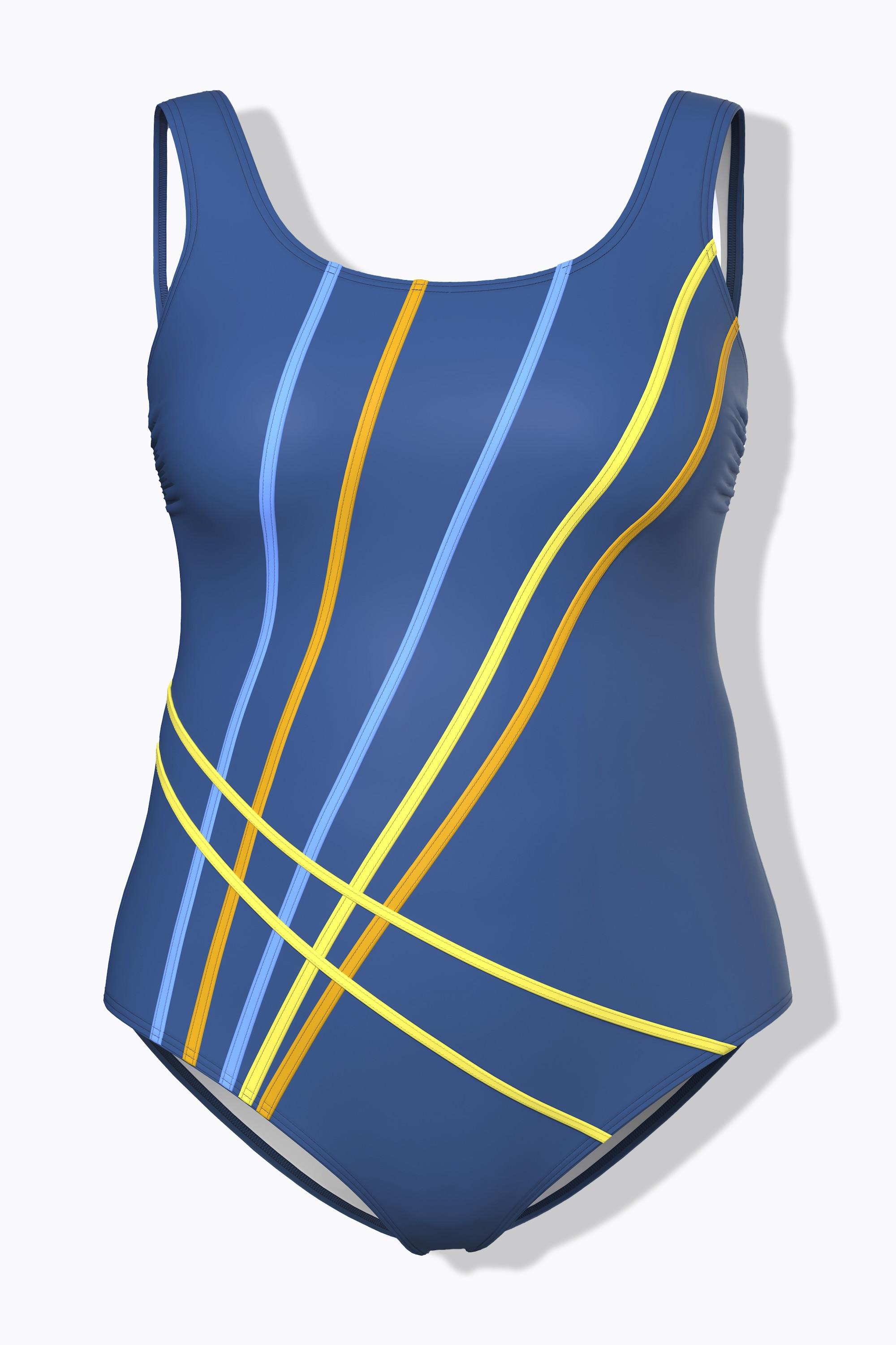 Ulla Popken Badeanzug, fabige Paspeln, ohne Softcups