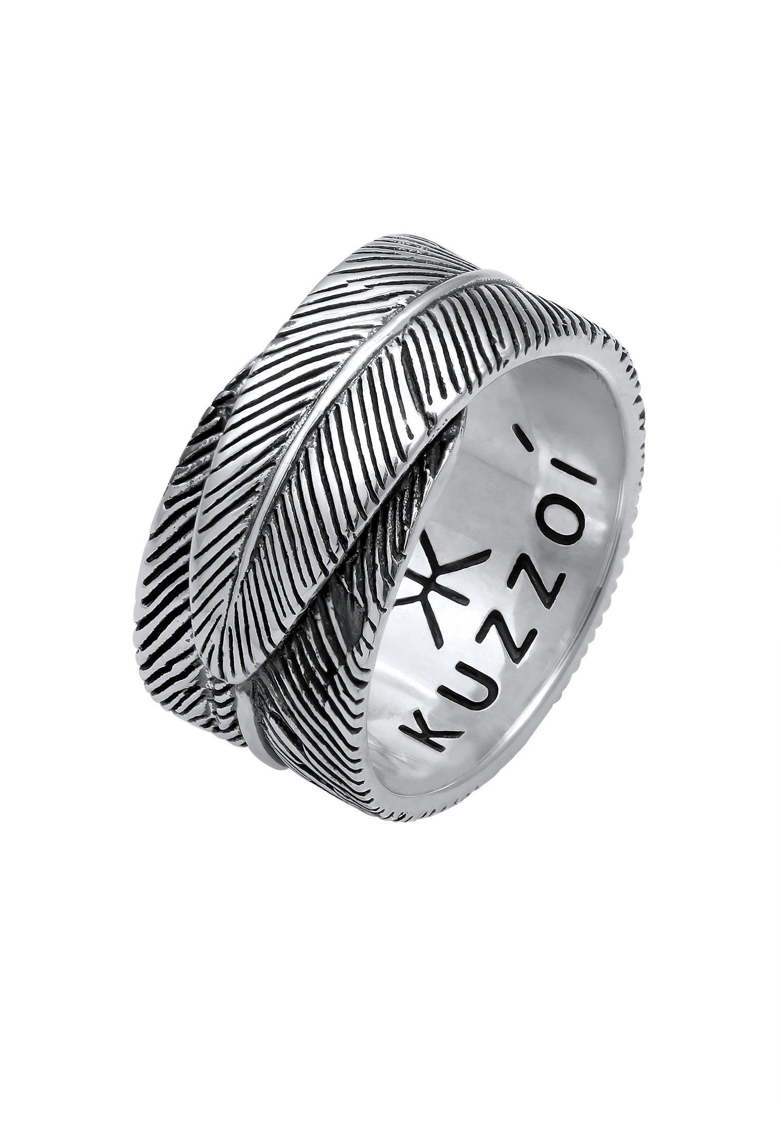 Kuzzoi Ring Feder Vintage Trend Oxidiert 925 Silber