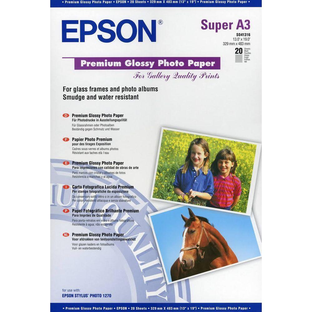 EPSON Photopapier Premium Glossy DIN A3+, 255 g/m², 20 Blatt