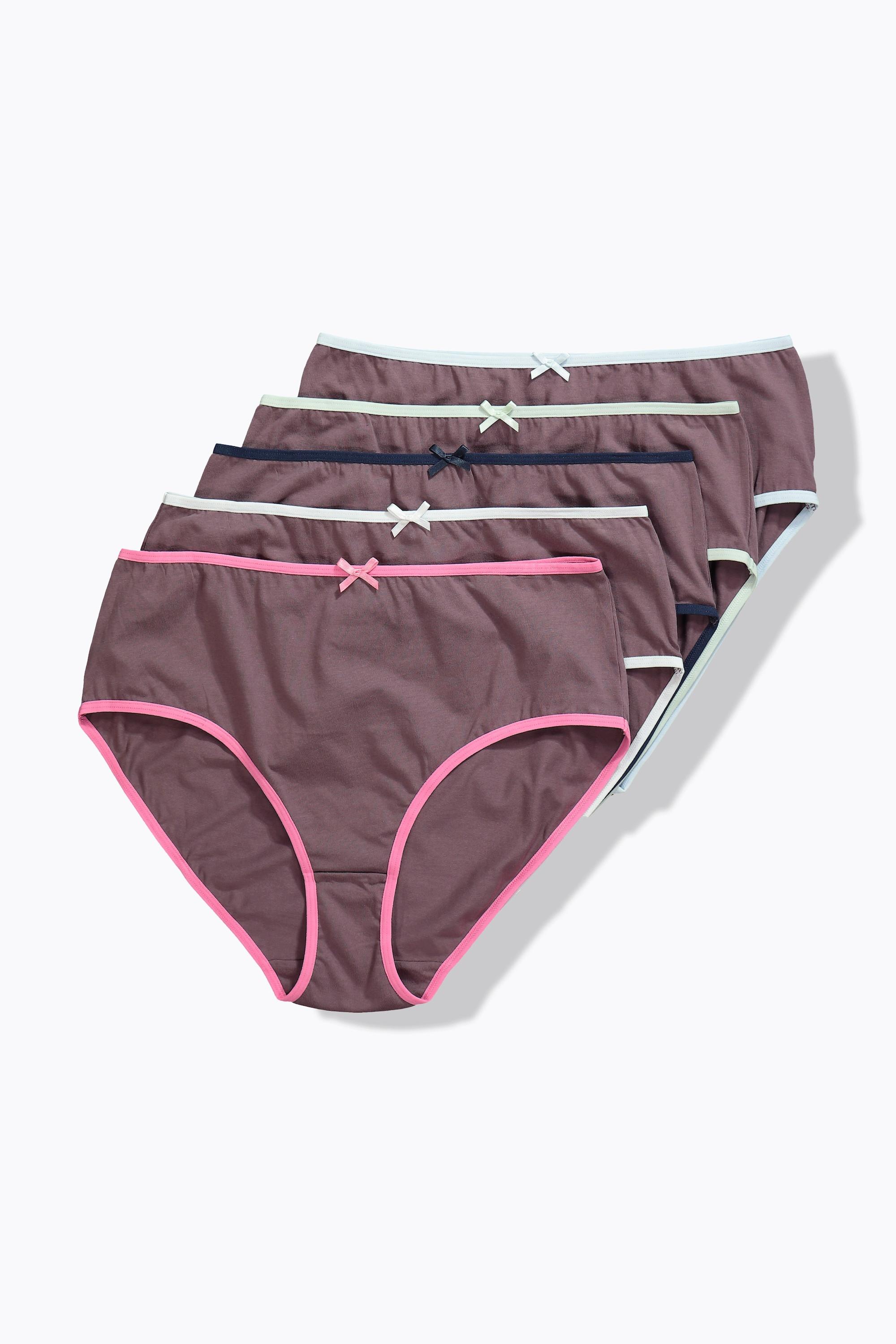 Ulla Popken Midislips, 5er-Pack, farbige Kanten