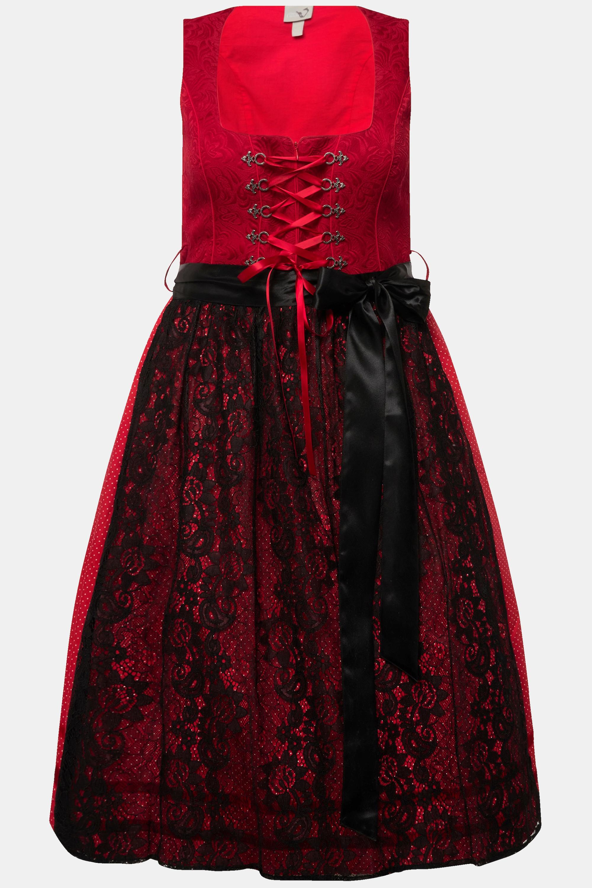 Ulla Popken Dirndl Spitzenschürze Carree Ausschnitt Ärmellos
