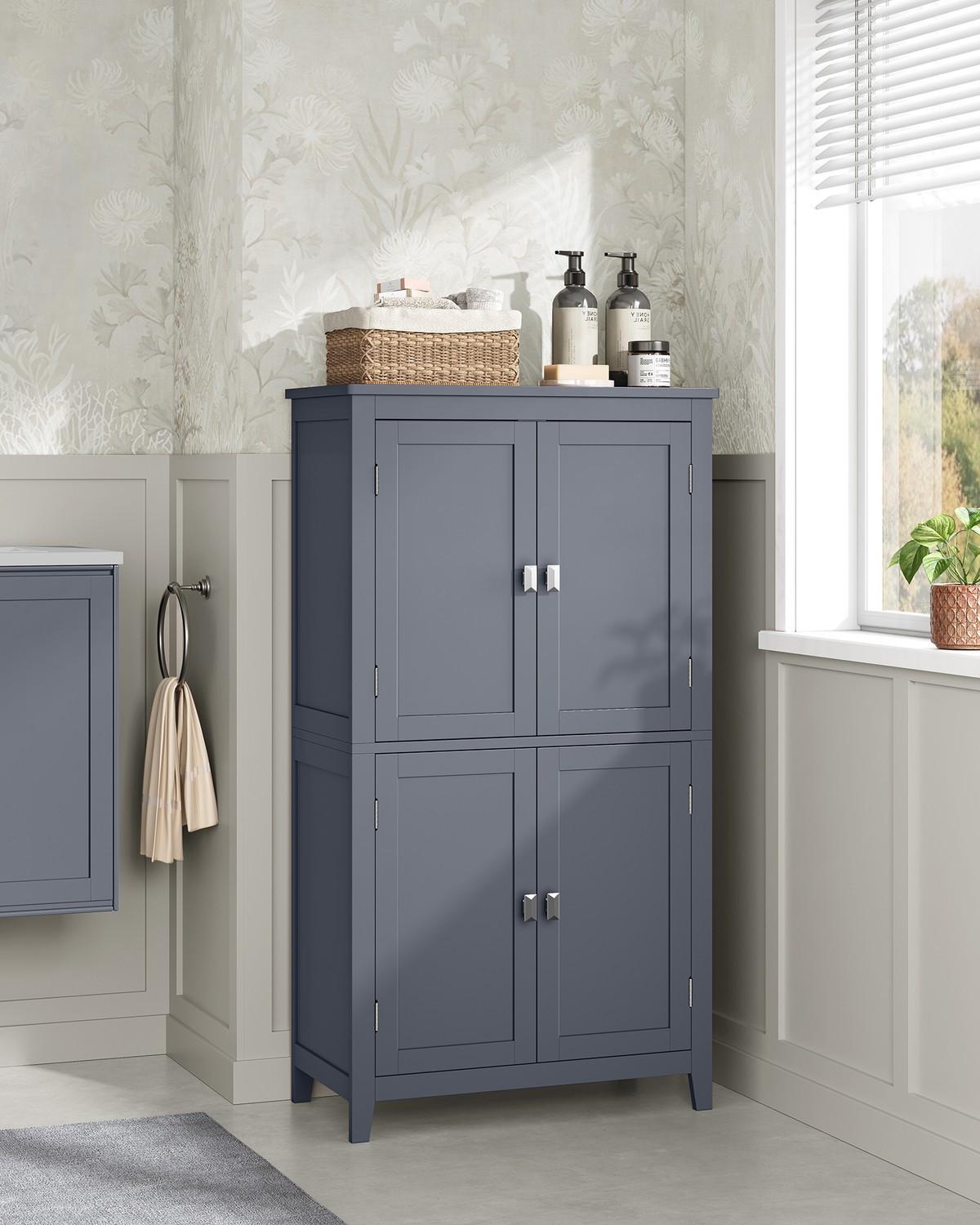 Pricenet Geräumiger, verstellbarer Badezimmerschrank mit Kippschutz