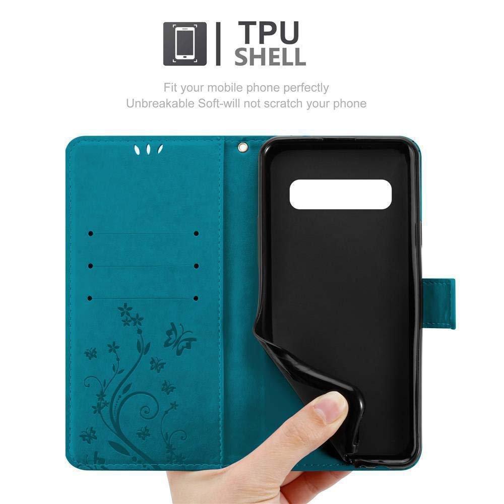 Cadorabo Hülle für Samsung Galaxy S10 PLUS Blumen Design Magnetverschluss