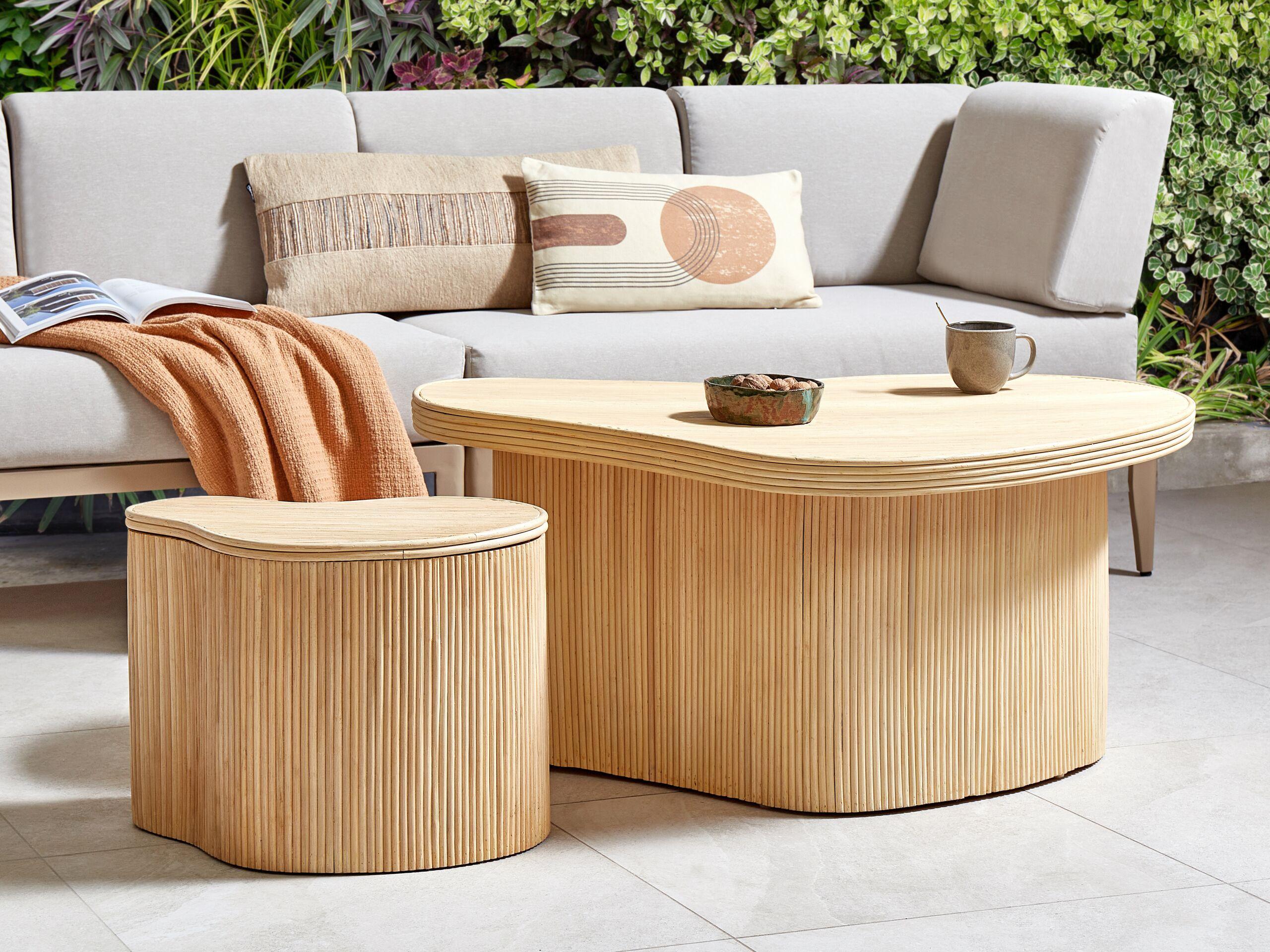 Beliani Couchtisch 2er Set aus Rattan Boho SALANTI
