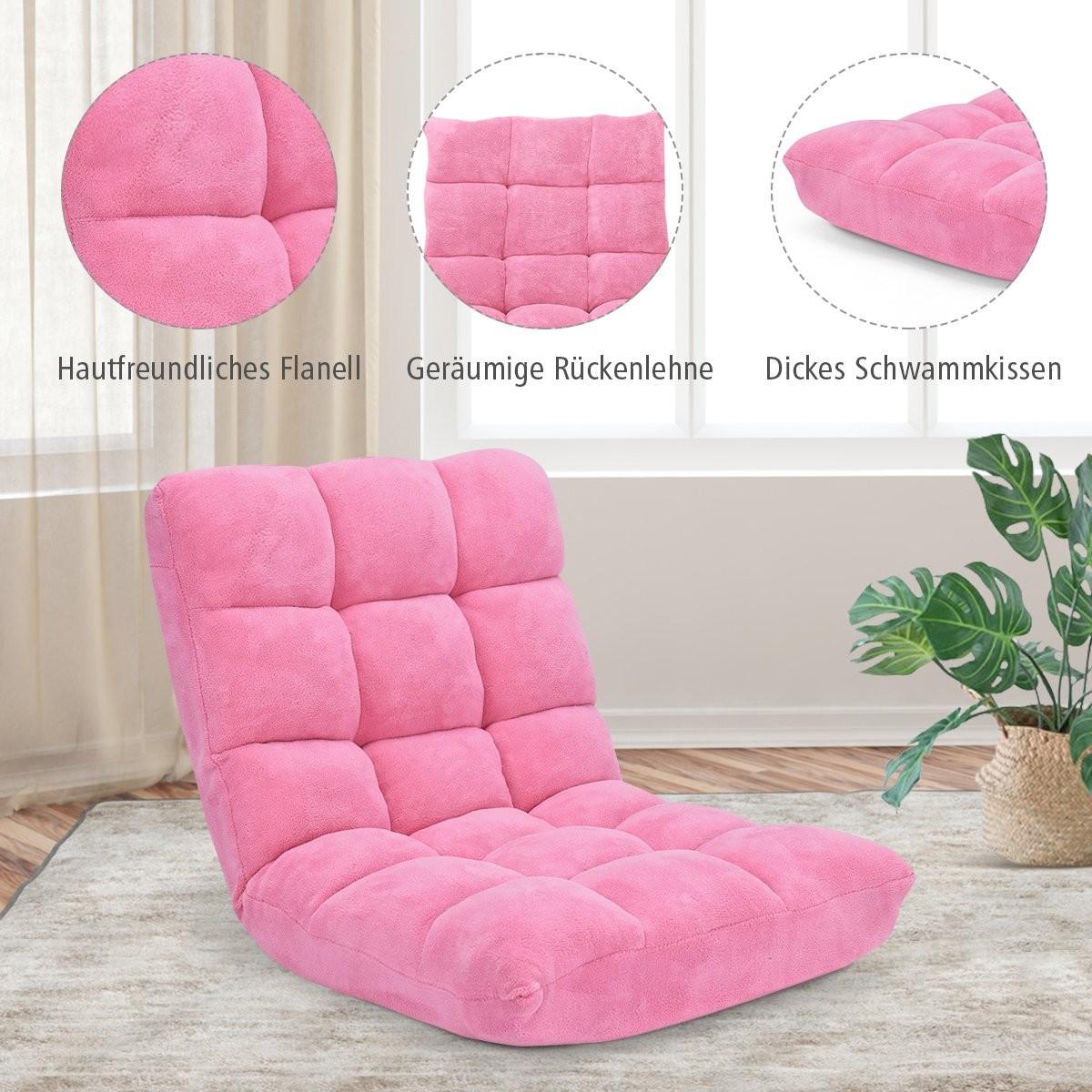 B2X Bodenstuhl Faltbares Lazy Sofa Faul Tatami Bodenkissen Schwarz/Grau/Kaffeebraun-Rosa