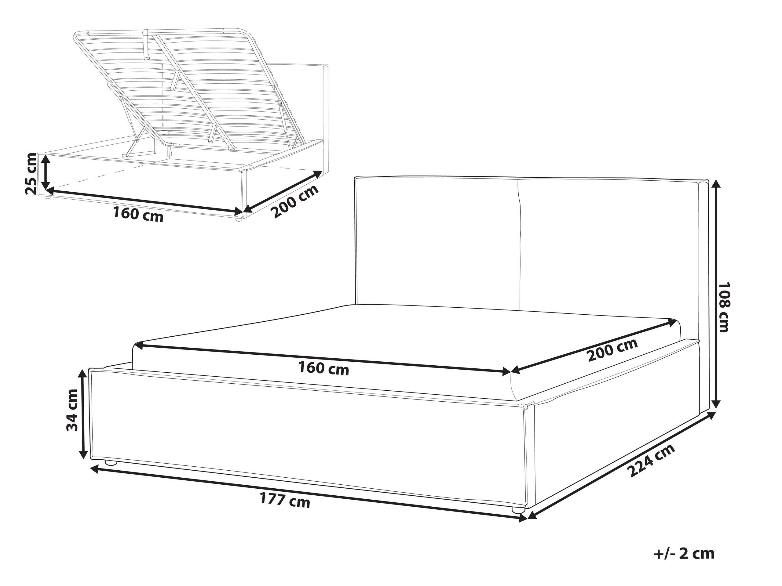 Beliani Bett mit Stauraum aus Polyester Modern MOISSAC
