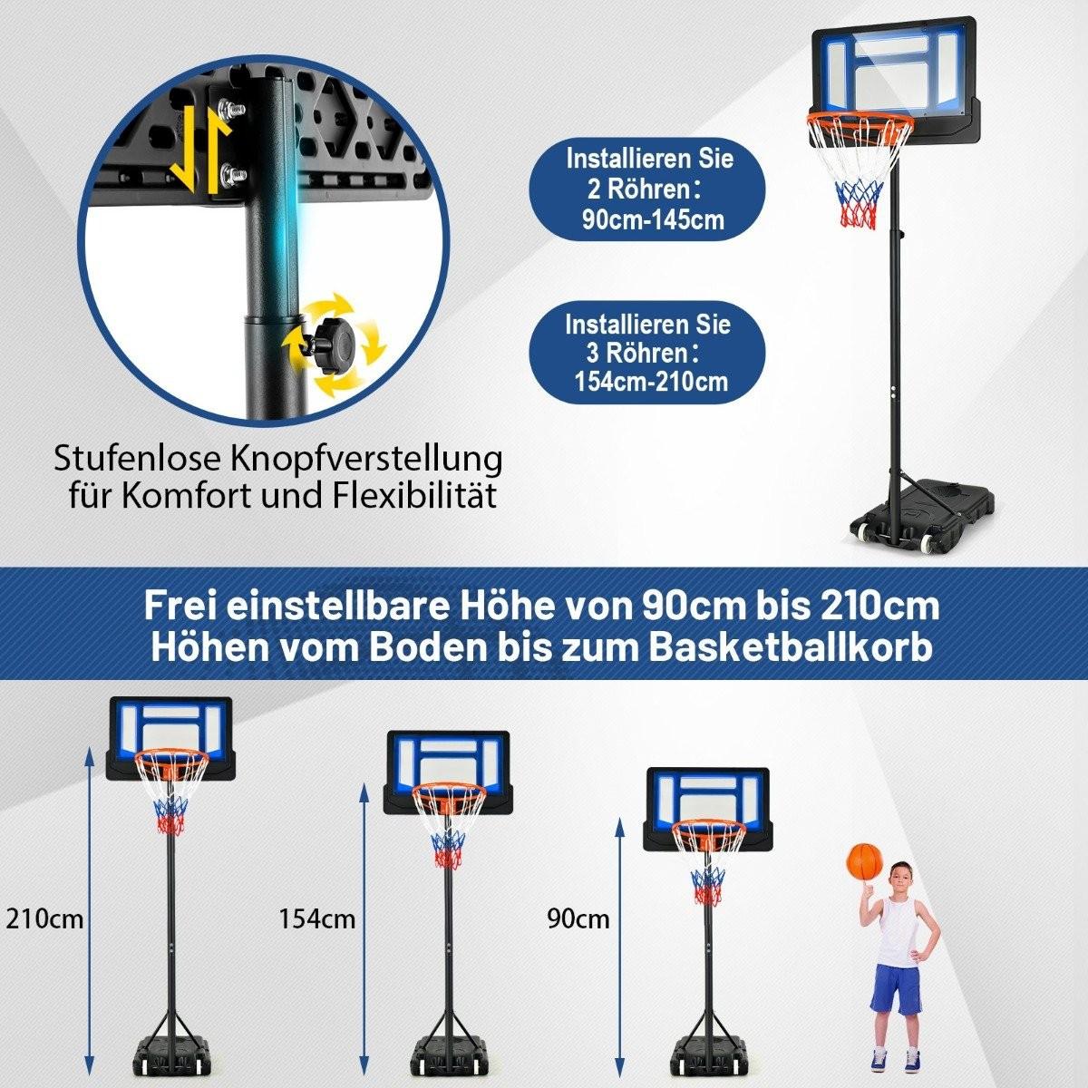 B2X Basketballständer höhenverstellbar Basketballkorb mit Ständer wetterbeständig Indoor Outdoor Blau