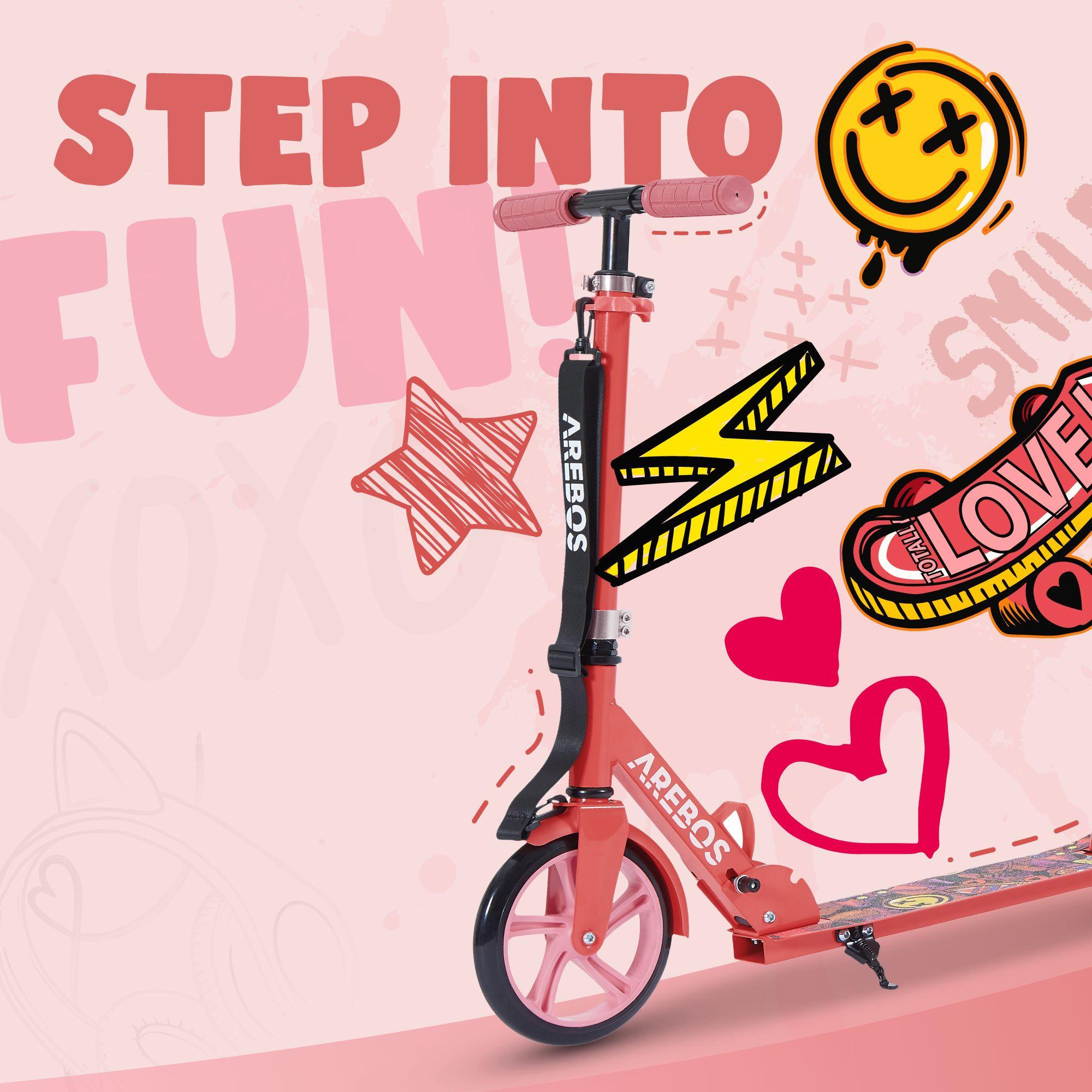 Arebos Tretroller Kickroller Cityroller Kinderroller Erwachsene Scooter Rot