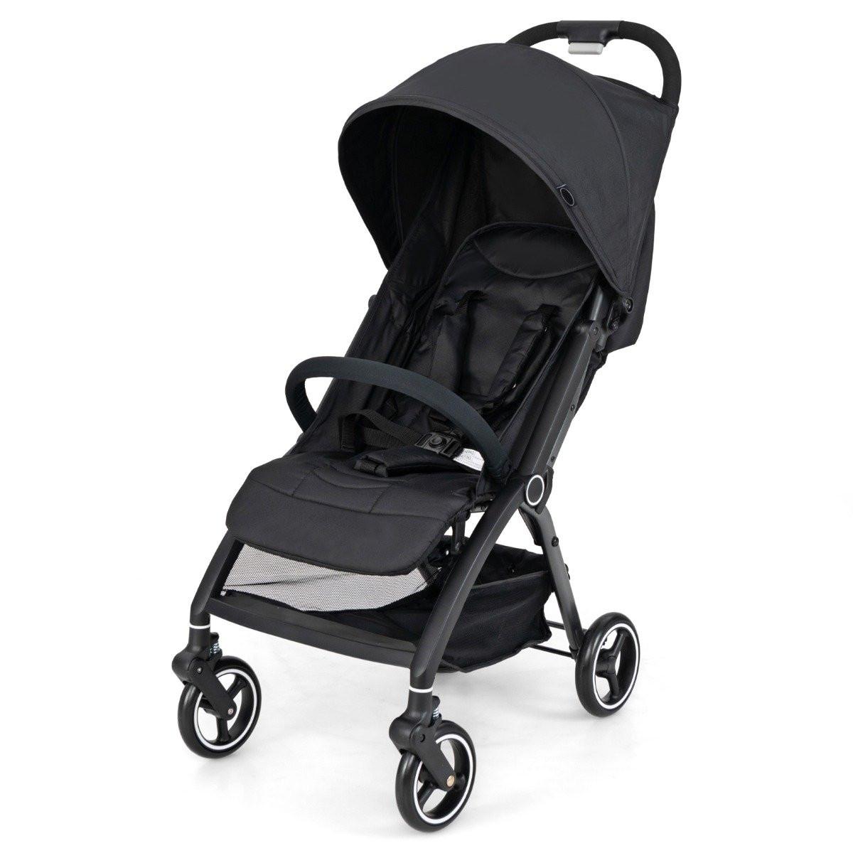 Northix Einhändig Klappbare Kinderwagen mit Verstellbarer Rückenlehne & Verdeck Reisebuggy Schwarz