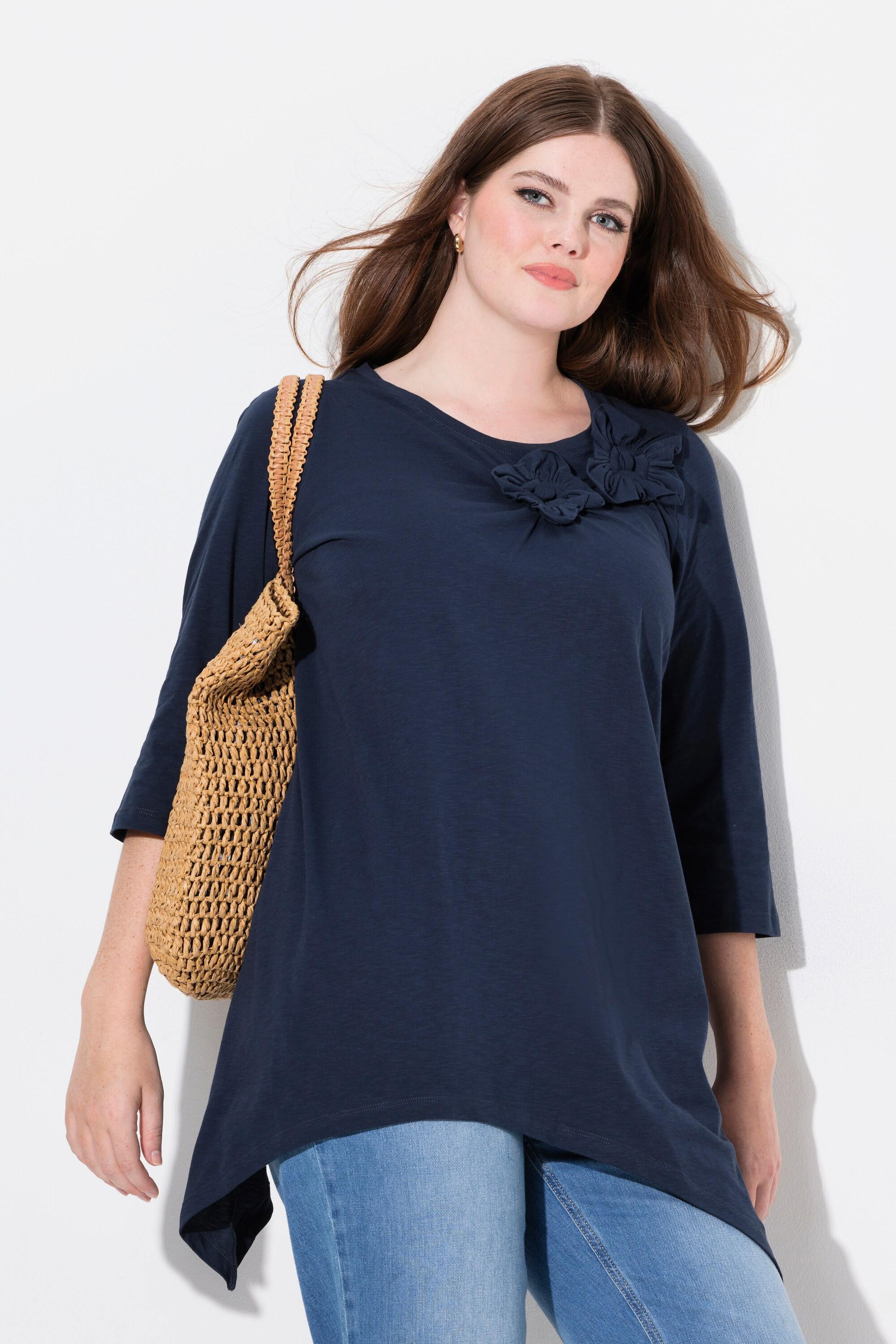 Ulla Popken 3D Blüten Rundhals 3/4 Arm Shirt