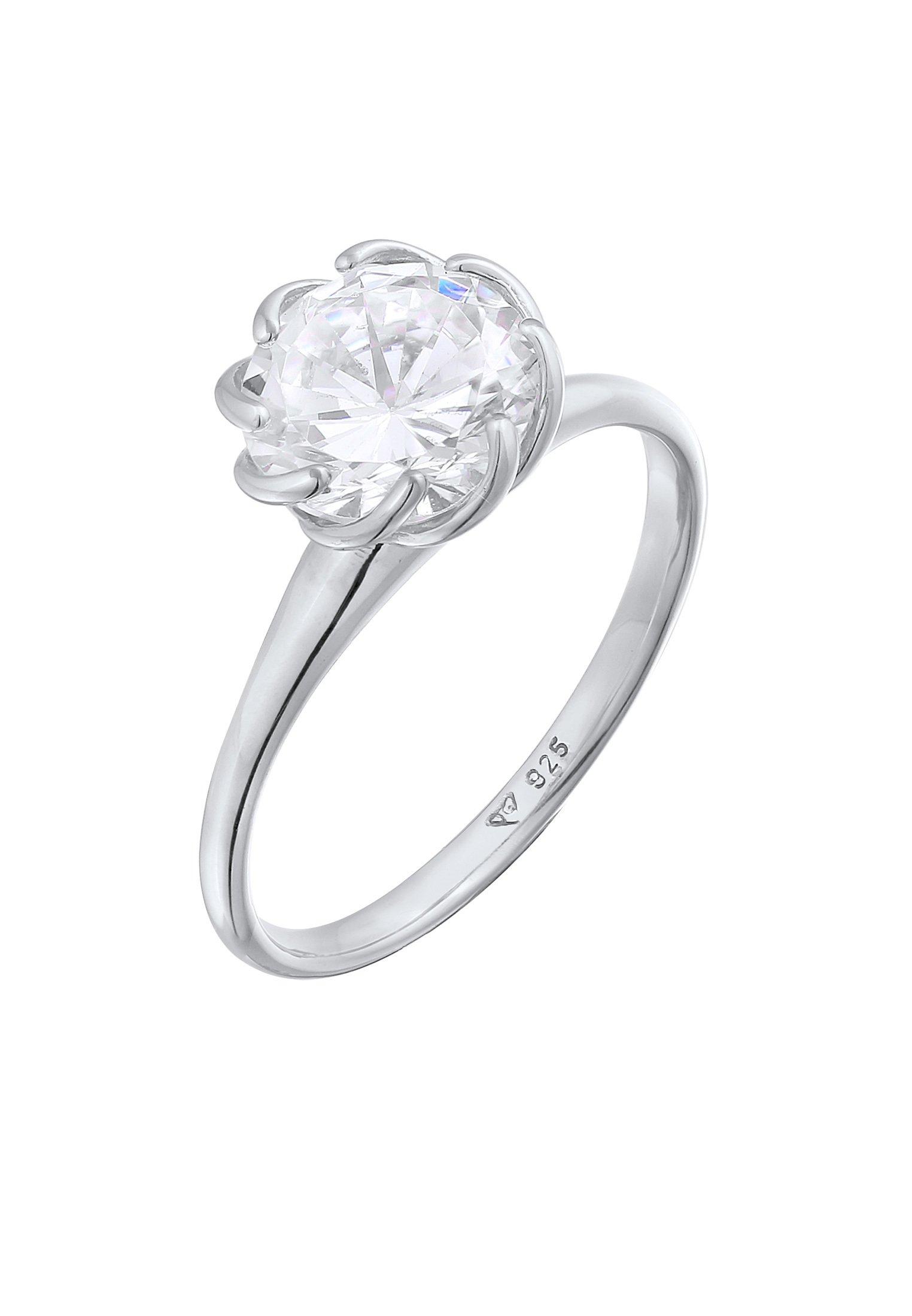 Elli Ring Zirkonia Verlobung Solitär Blüte