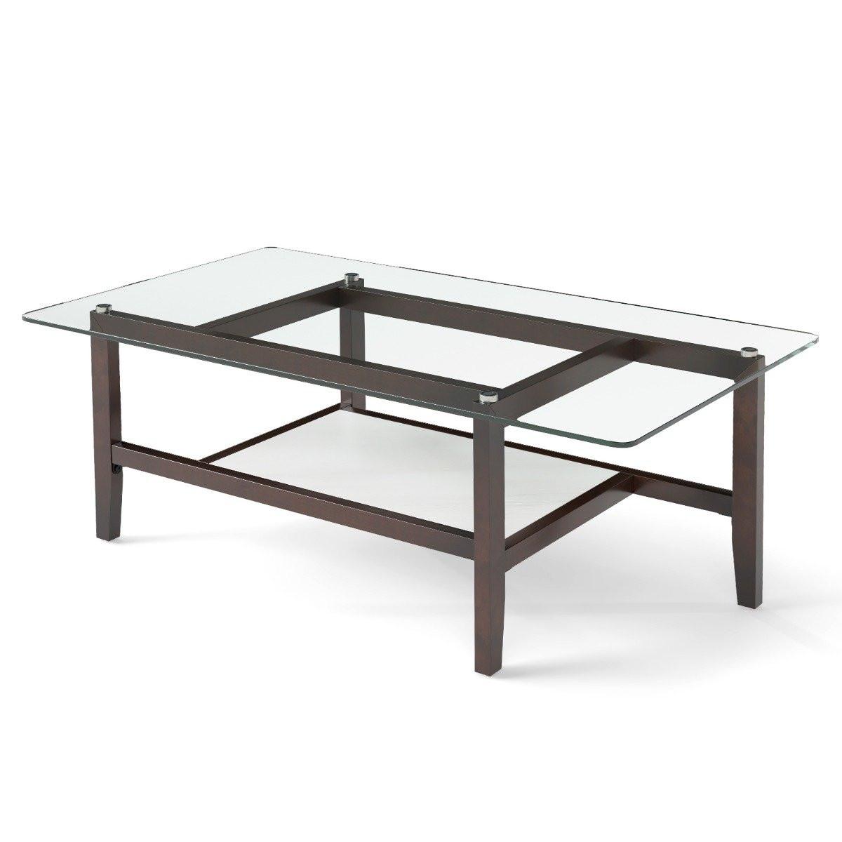 Northix Couchtisch aus Glas 2-stöckiger Beistelltisch mit Ablagefläche Langer rechteckiger Kaffeetisch