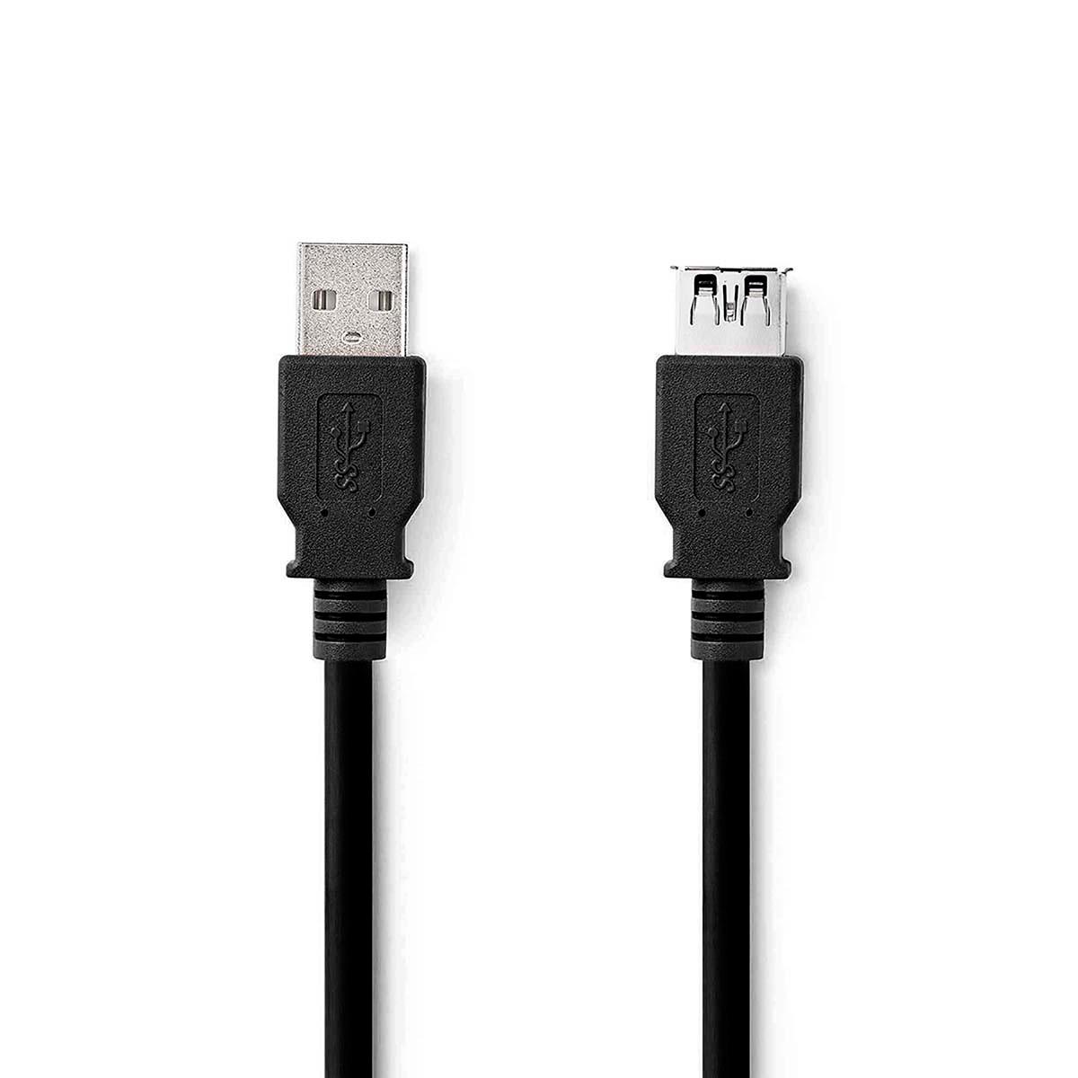 Nedis USB-Kabel | USB 3.2 Gen 1 | USB-A Stecker | USB-A Buchse | 5 Gbps | Vernickelt | 3,00 m | Rund | PVC | Schwarz | Etikett