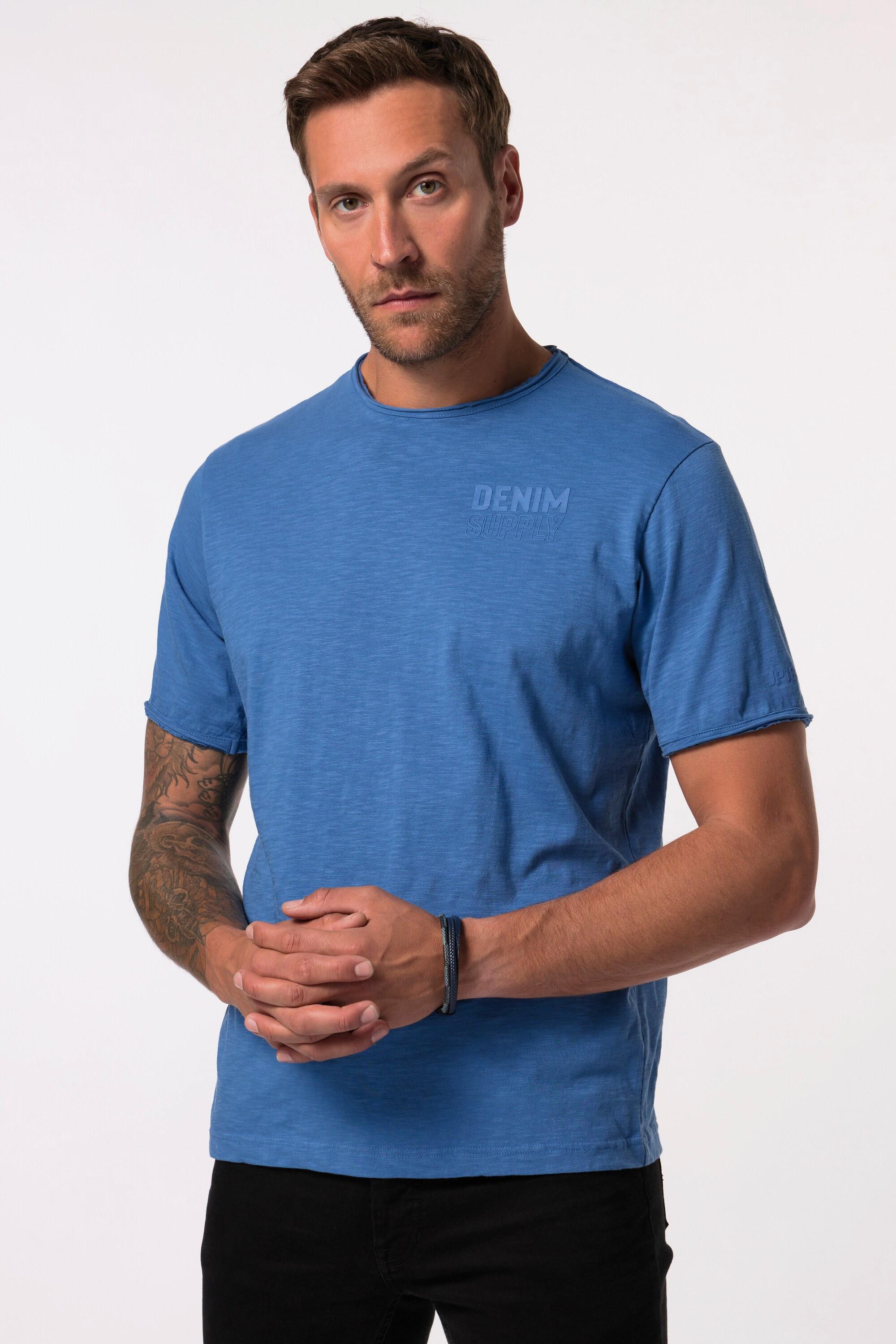 JP1880 T-Shirt Halbarm Brustprint offene Kanten