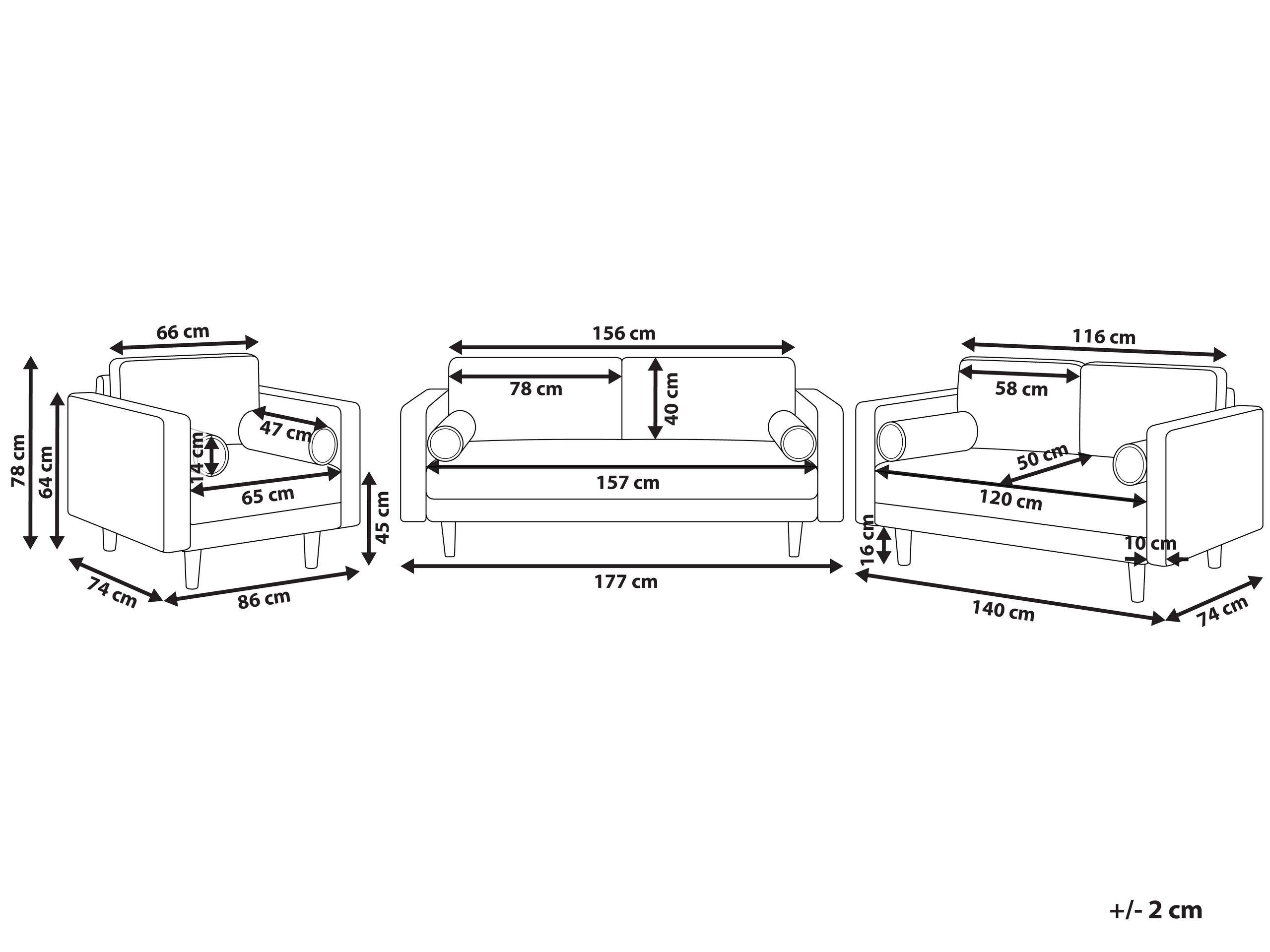 Beliani Wohnzimmer Set aus Polyester Retro NURMO