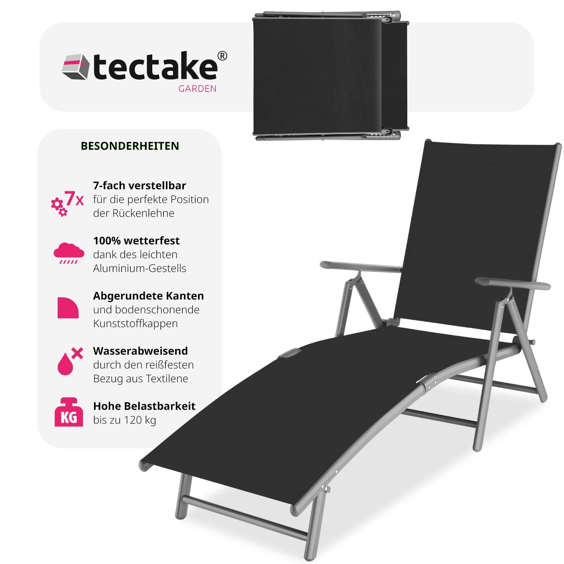 Tectake Gartenliege Textilene-Gewebe mit Aluminiumgestell