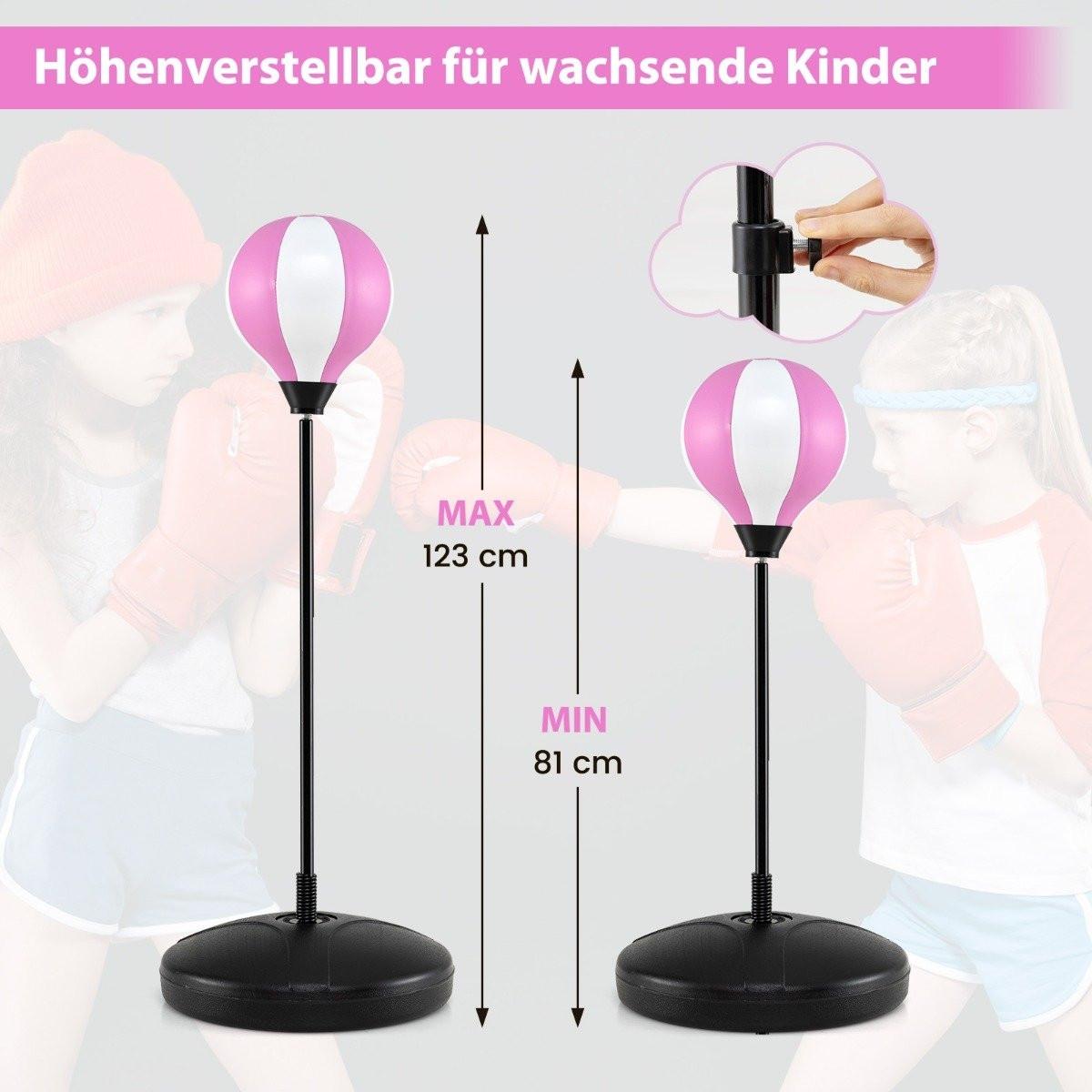 Northio 81-123,5cm Höhenverstellbarer Punchingball inkl. Boxhandschuhe & Handpumpe Kinder Boxset Rosa