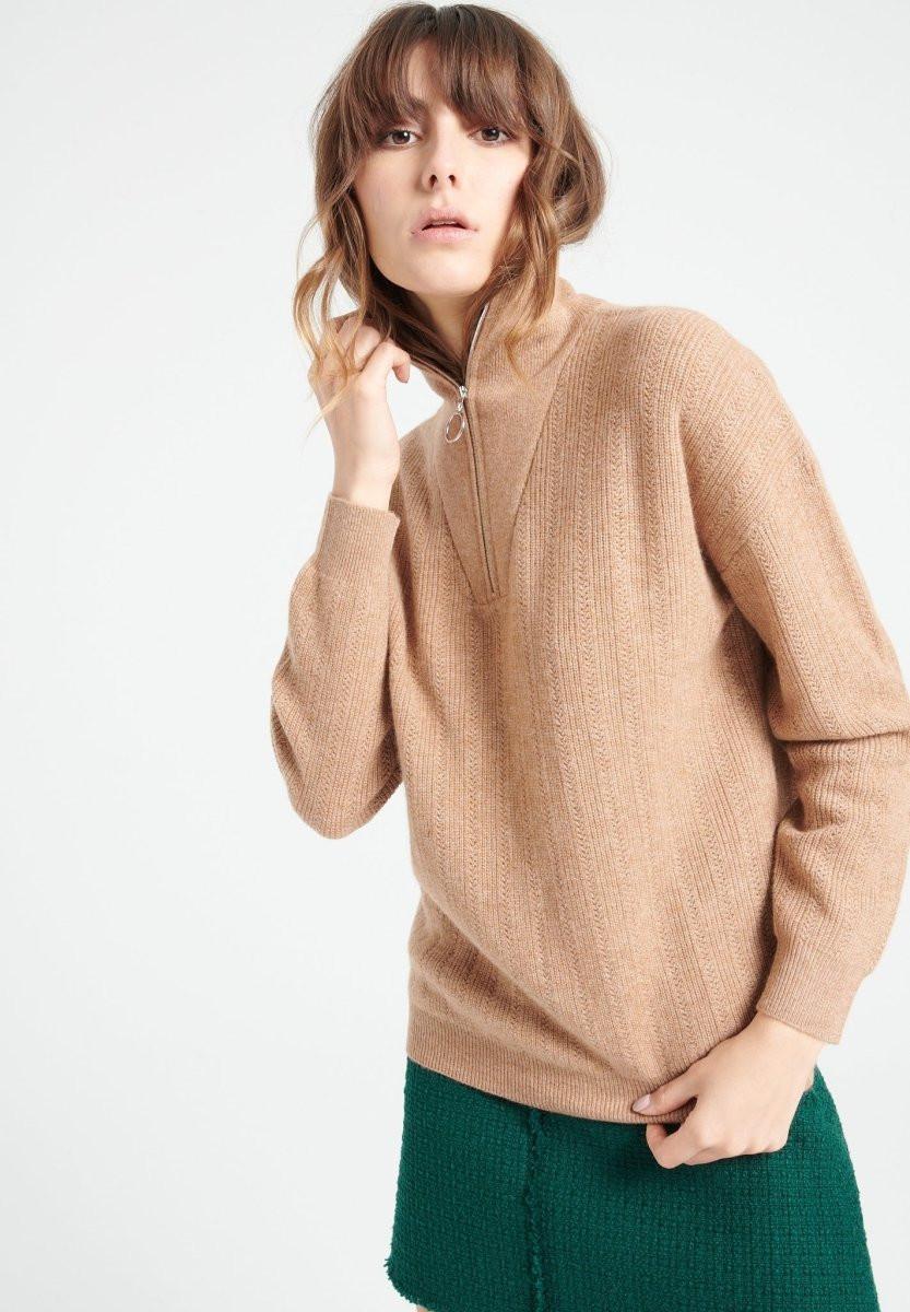 Studio Cashmere8 LILLY 28 Pullover mit Schornsteinkragen und Reißverschluss - 100% Kaschmir