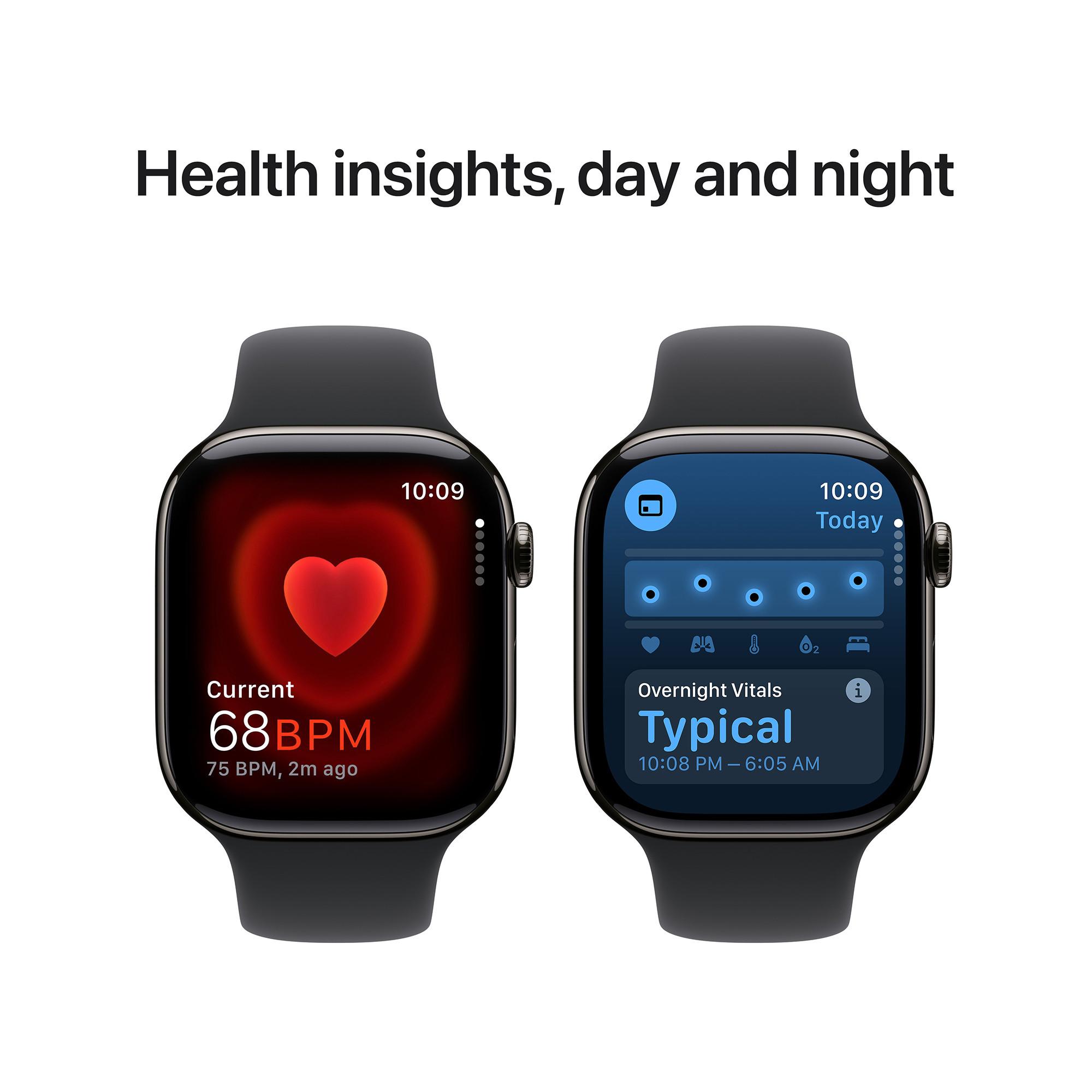 Apple AW S 10 GPS + Cell 46mm Slate Titanium Case with Black Sport Band - M/L Smartwatch