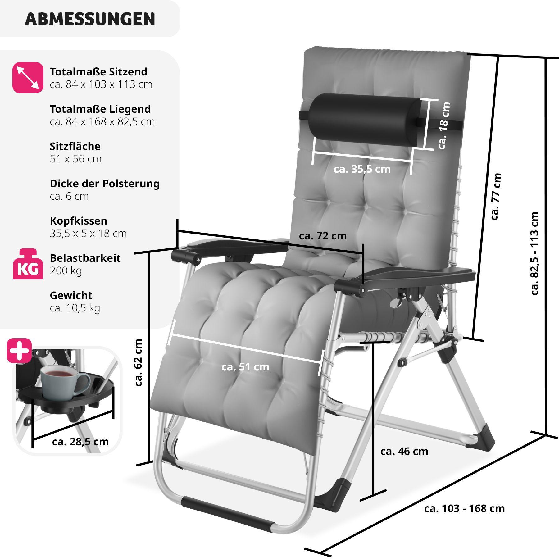 Tectake Sonnenliege Cloud klappbar, stufenlos verstellbar