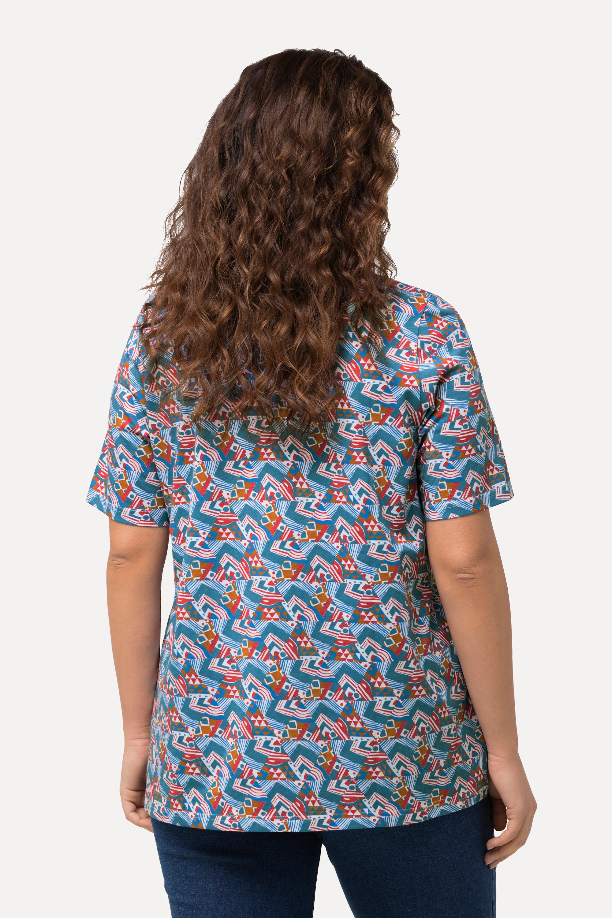 Ulla Popken T-Shirt Zierfalten A-Linie Carree-Ausschnitt Halbarm