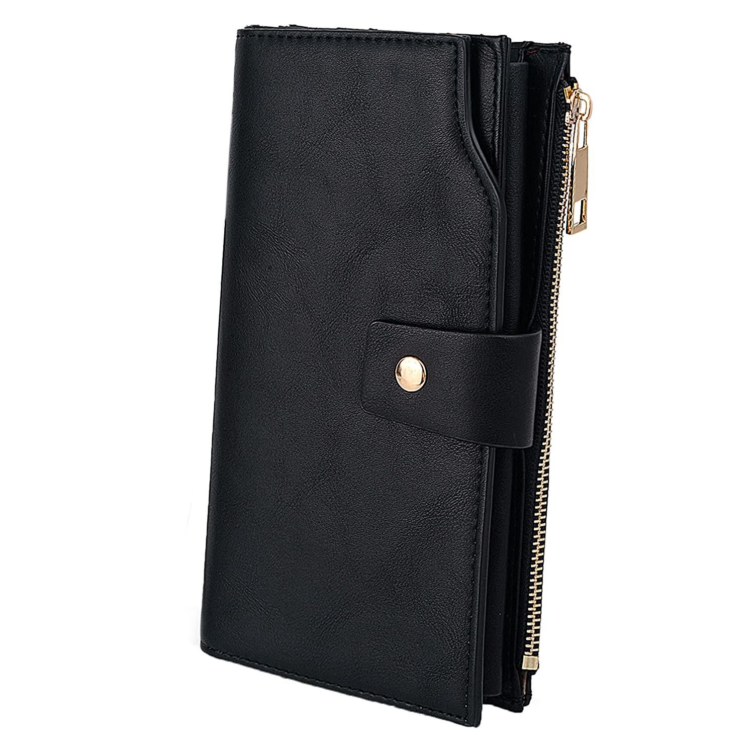 Only-bags.store Brieftasche RFID-Blockierung Große Kapazität Vegan Leder Clutch Wallet 21 Card Slots Holder Organizer