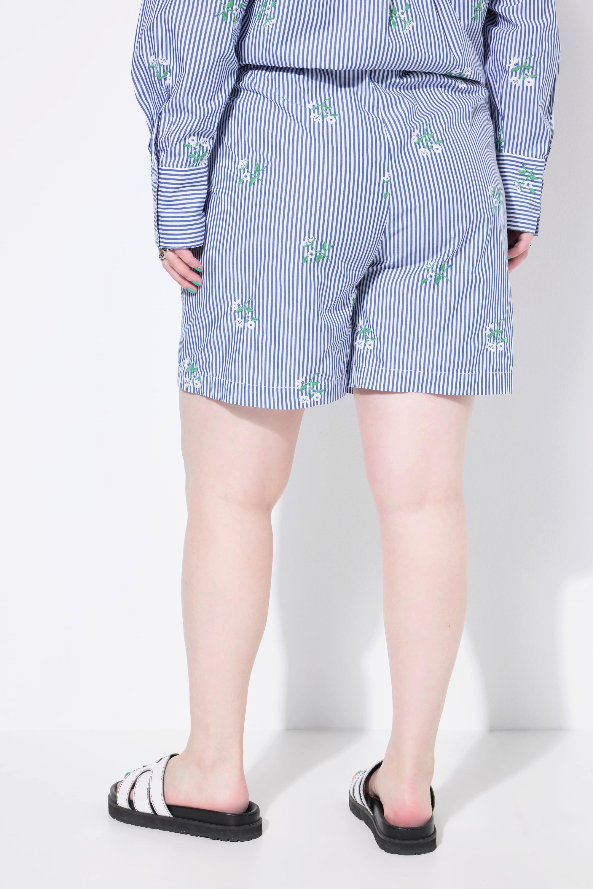 Studio Untold Shorts, Wide Legs, Streifen, Flower-Stickerei