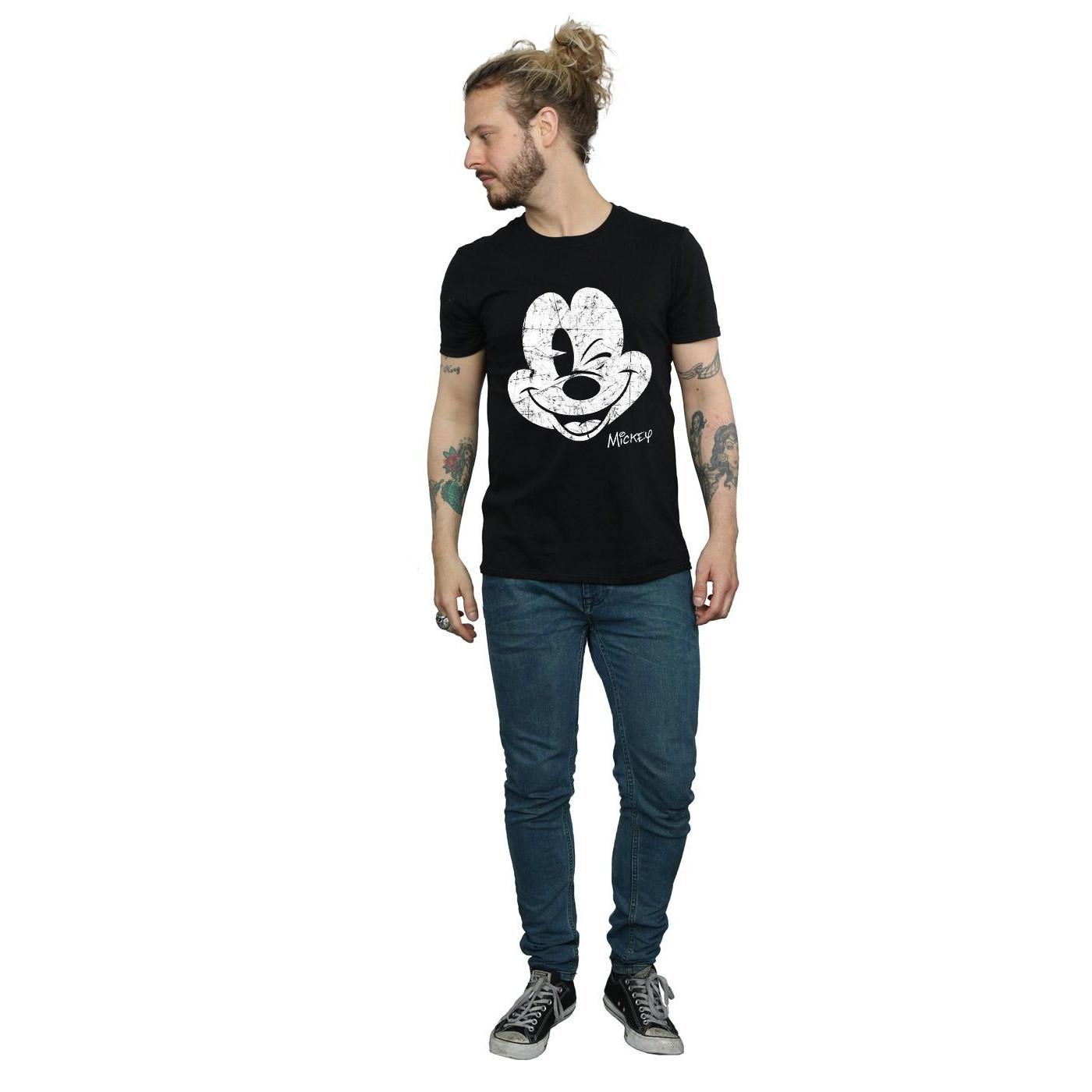 Disney Mickey Mouse Distressed Face T-Shirt