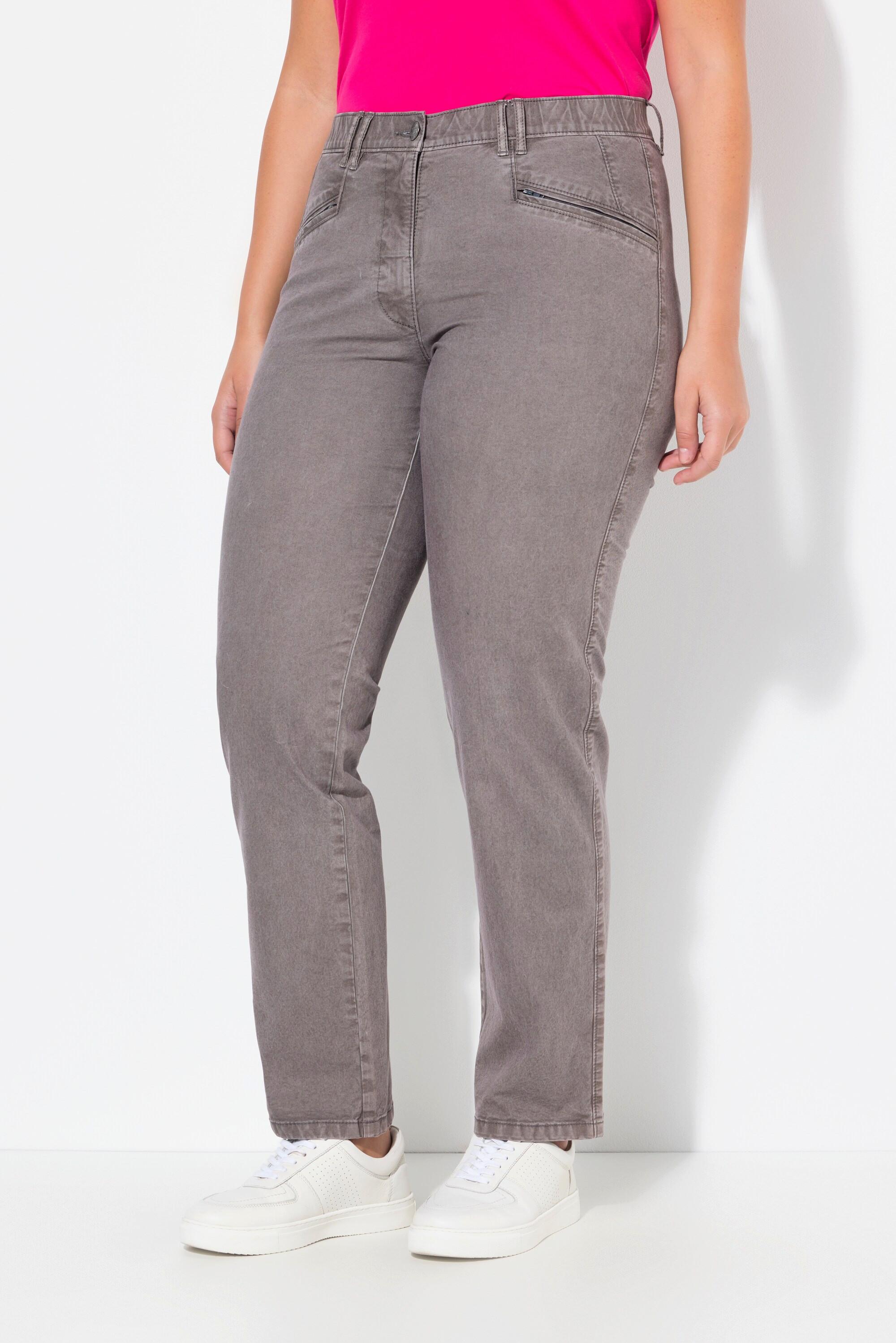 Ulla Popken Hose Mony, konisches Bein, Zipptaschen, Stretch