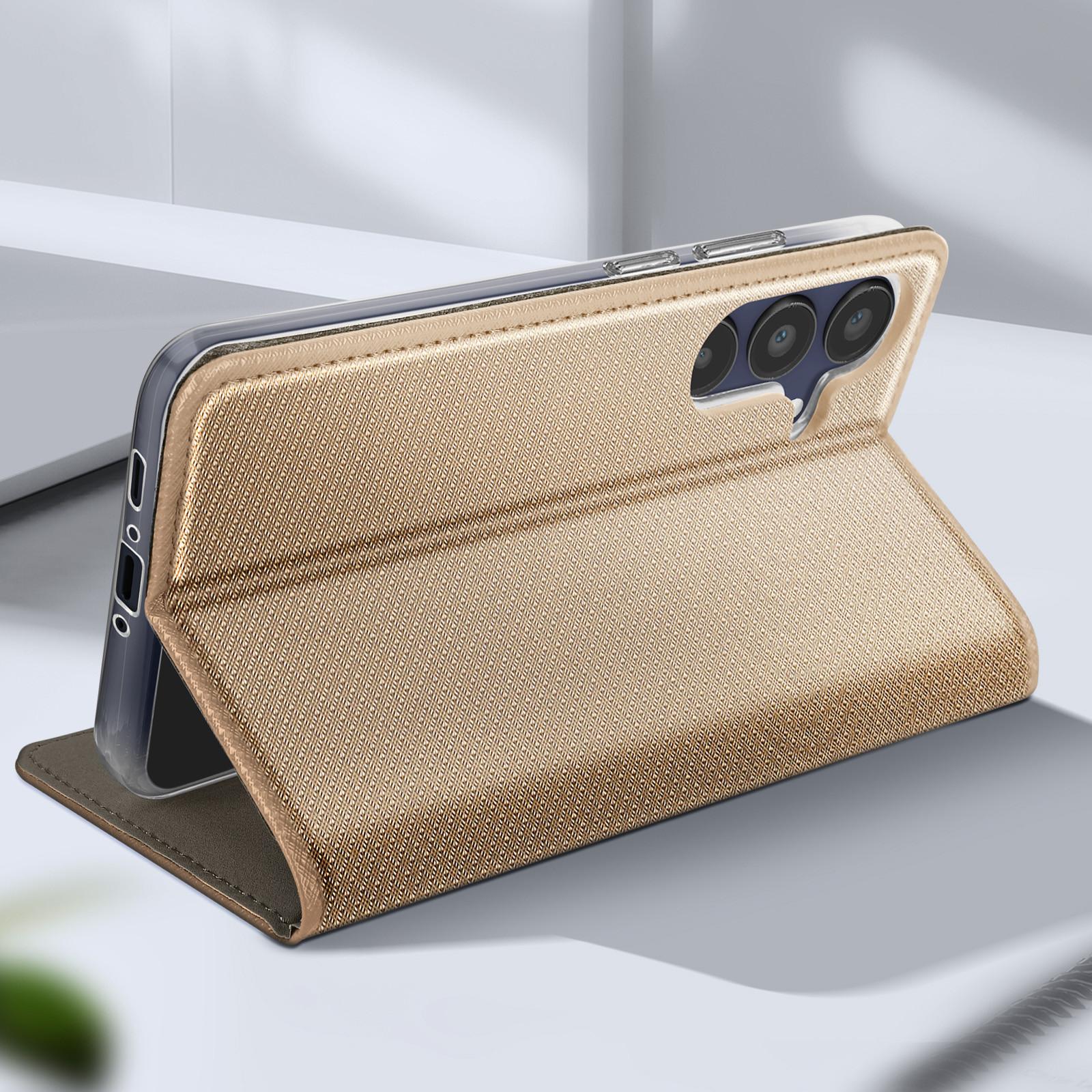 Avizar Samsung Galaxy A35 5G Book Cover Gold