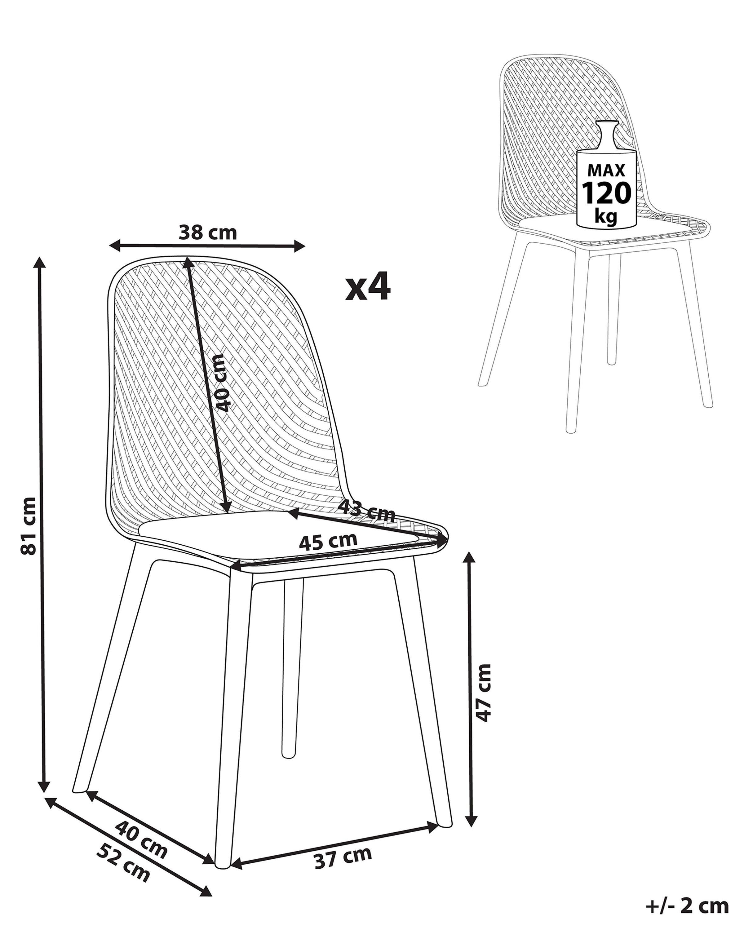 Beliani Esszimmerstuhl 4er Set aus Kunststoff Modern EMORY