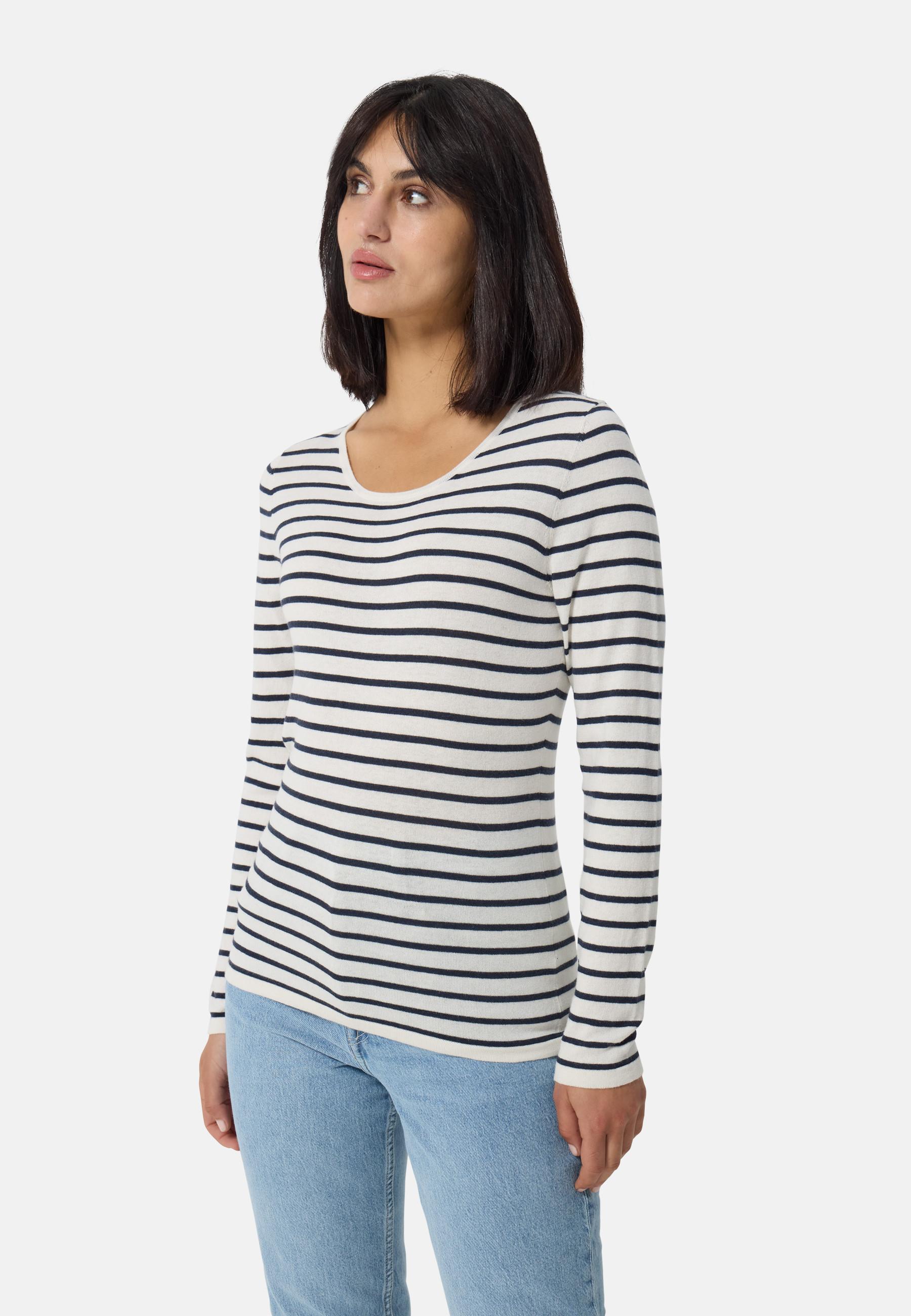 CASH-MERE.CH Kaschmir Rundhals Pullover gestreift